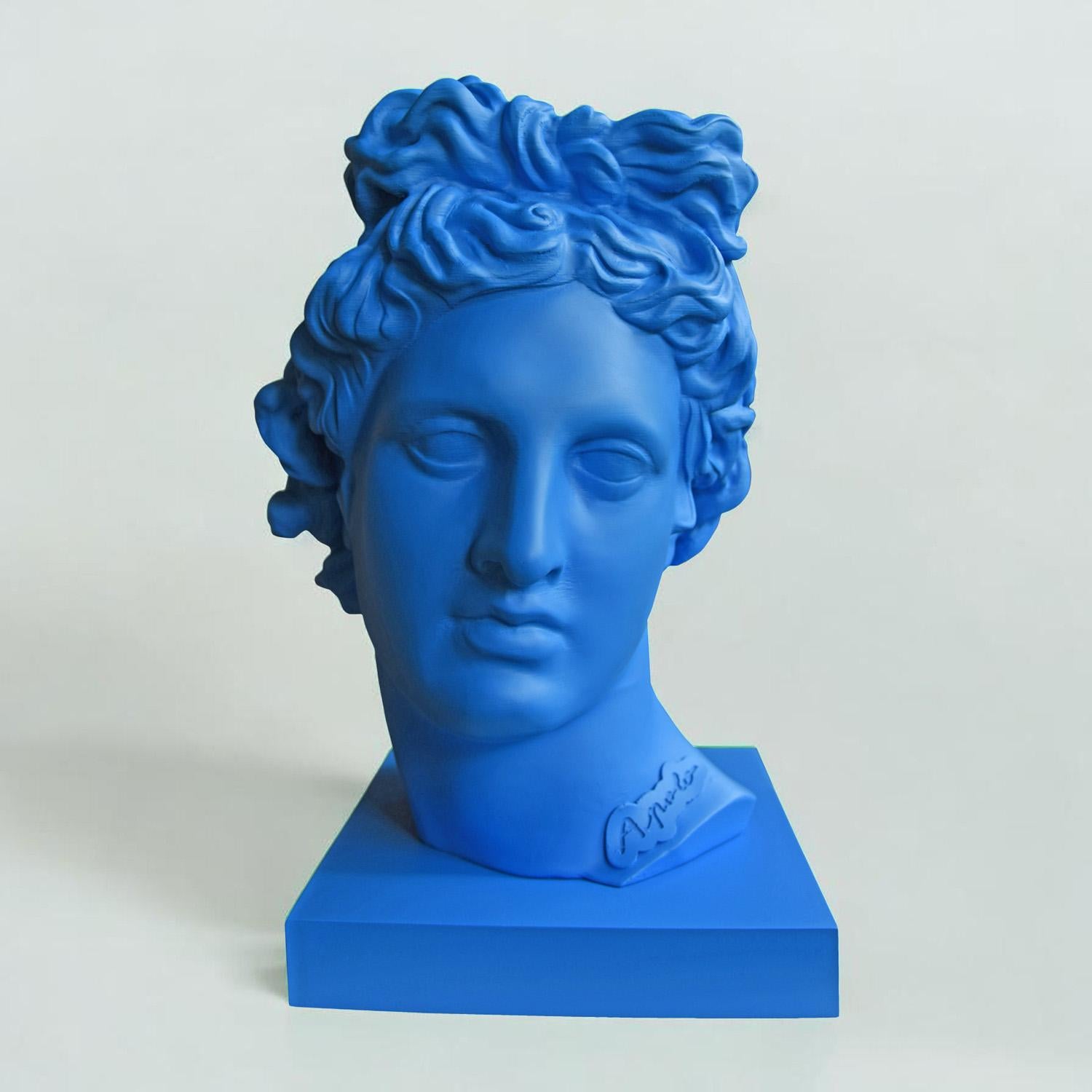 Figurative Sculpture di Paloma Castello - Apolo Blue. Scultura della testa. Dalla serie Apolo