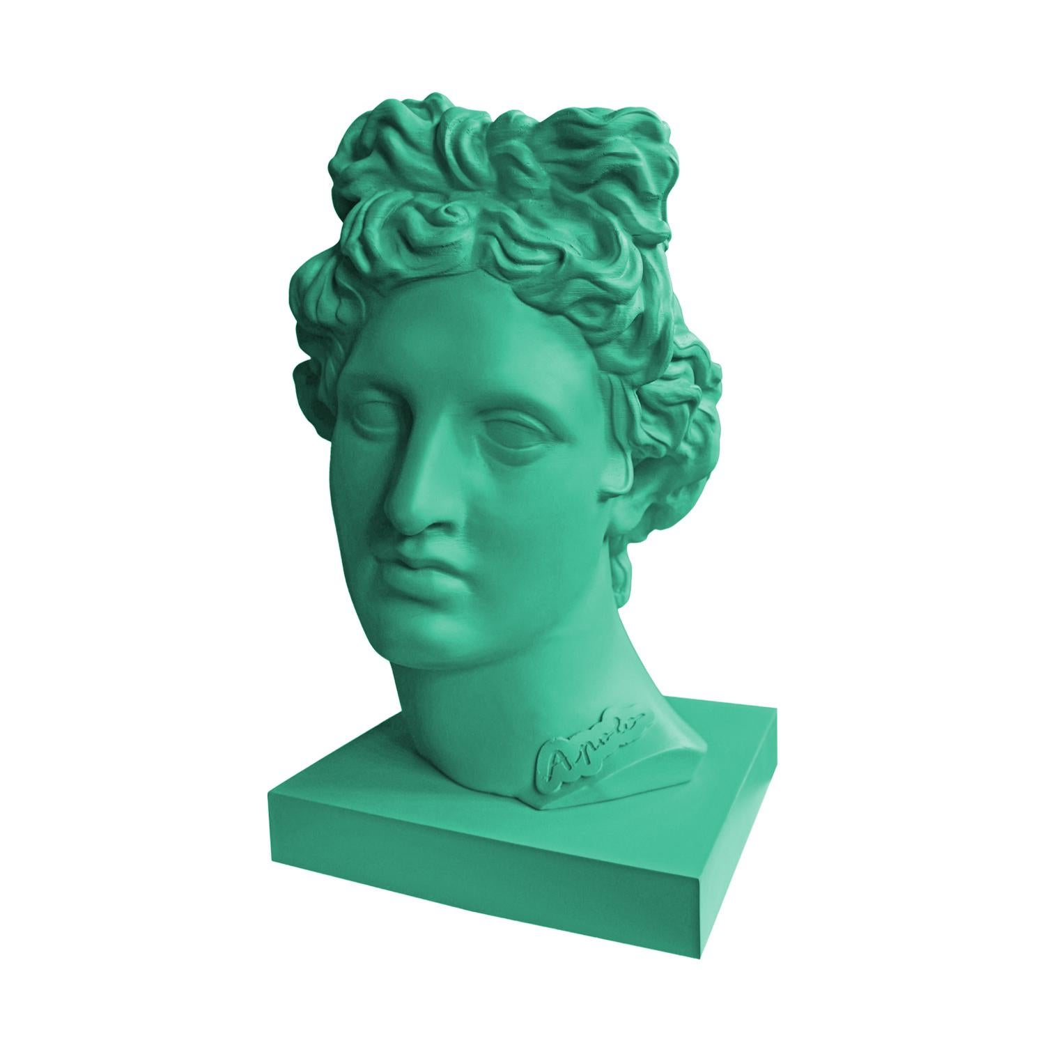 Apolo Green. Head Sculpture. From the series Apolo - Blue Figurative Sculpture by Paloma Castello