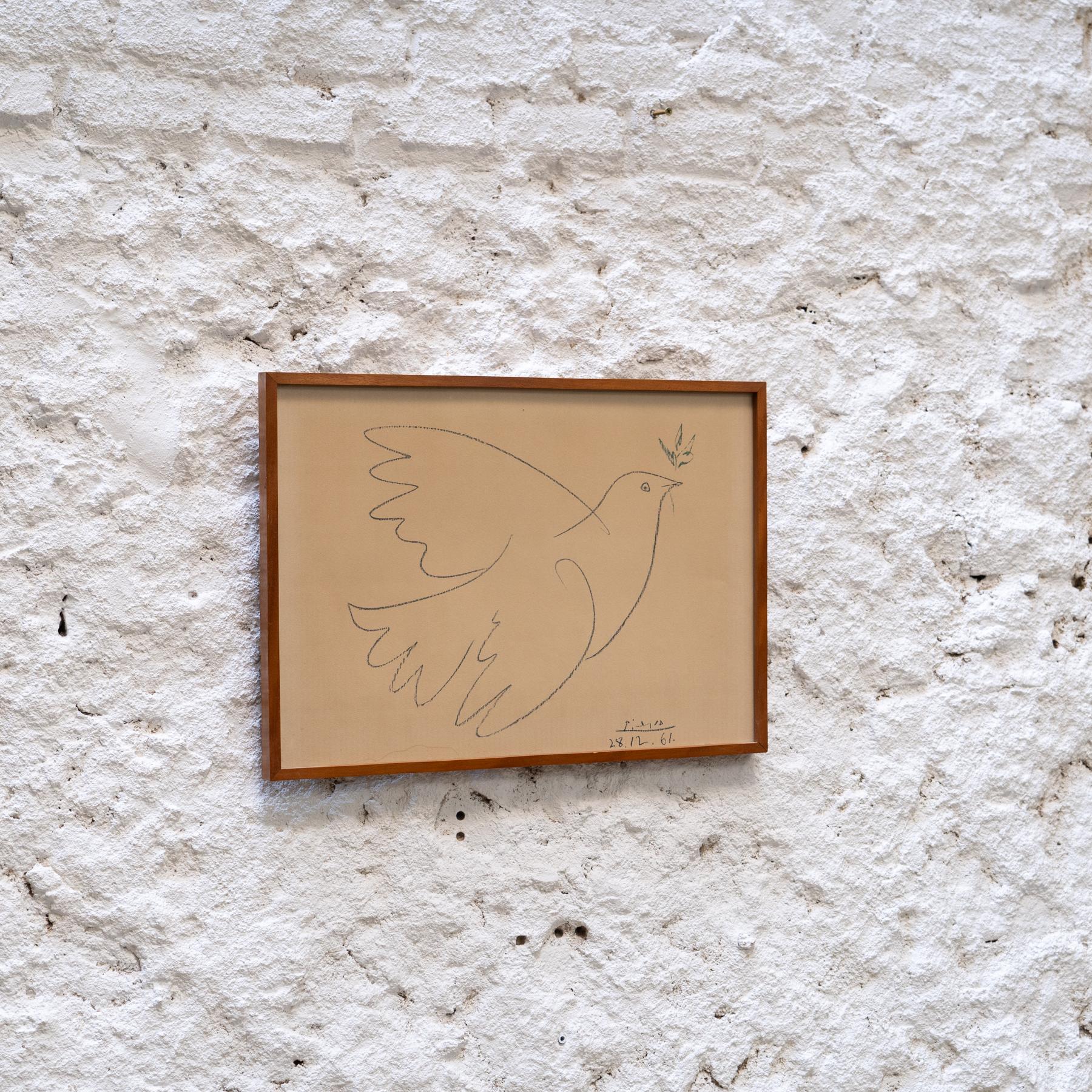 Paloma de la Paz (after) Pablo Picasso - Litografía enmarcada, 1970 Moderno de mediados de siglo en venta