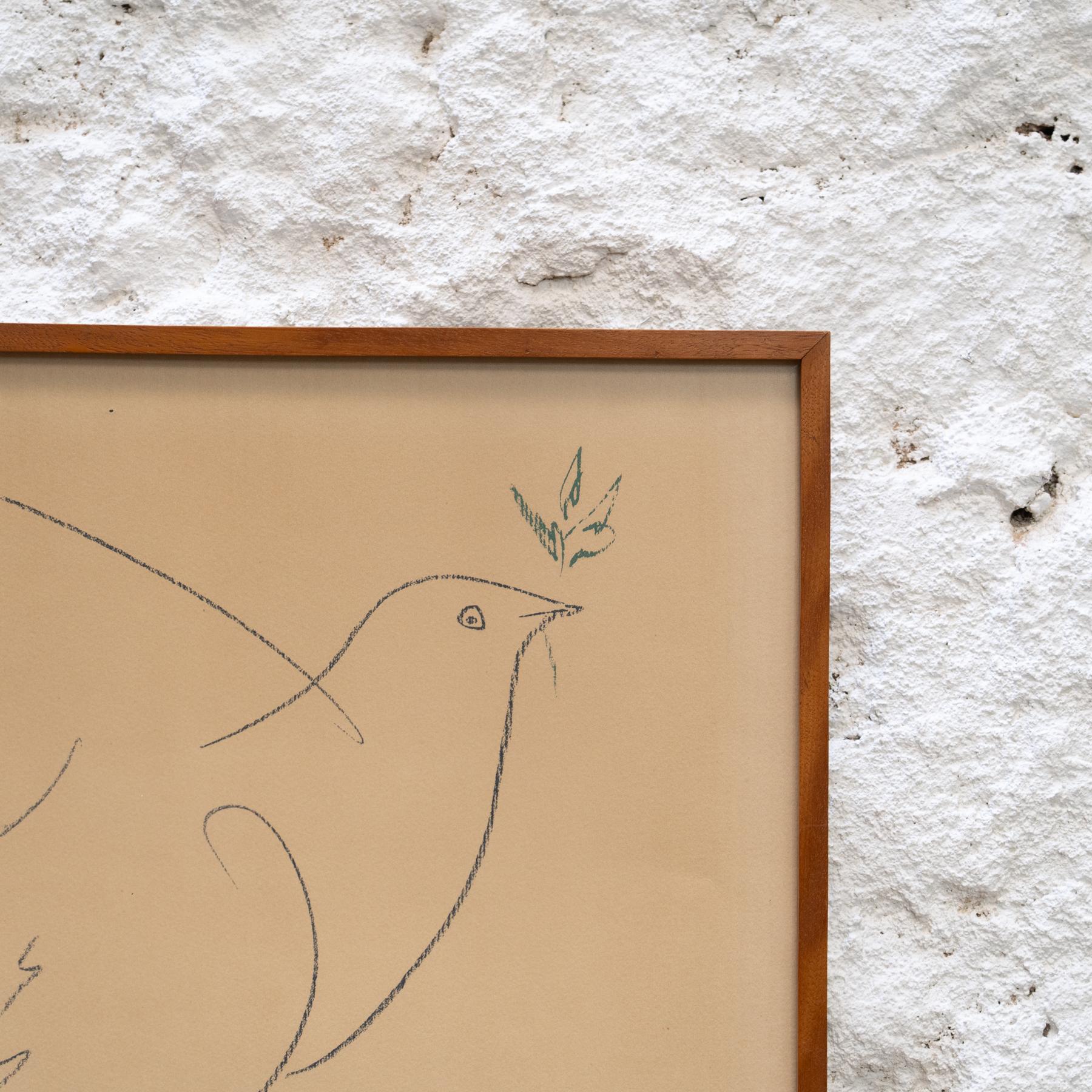Paloma de la Paz (after) Pablo Picasso - Litografía enmarcada, 1970 en Bueno estado para la venta en Barcelona, Barcelona