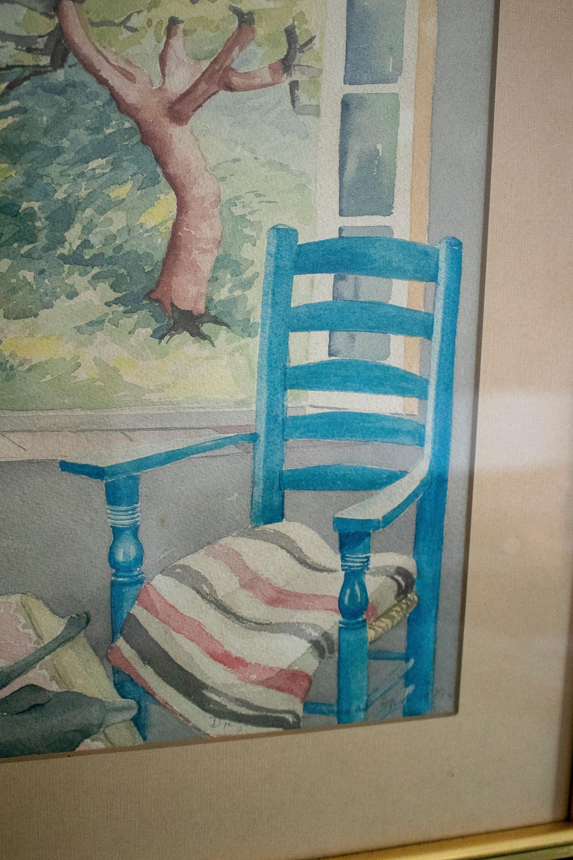 Paper Paloma de Sanjuanena, Jaime Parladé's Wife, 1980 Andalusian Watercolour For Sale