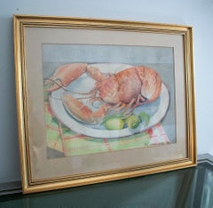 Paloma de Sanjuanena, Jaime Parladé's Wife, 1980 Lobster Still-Life Watercolour