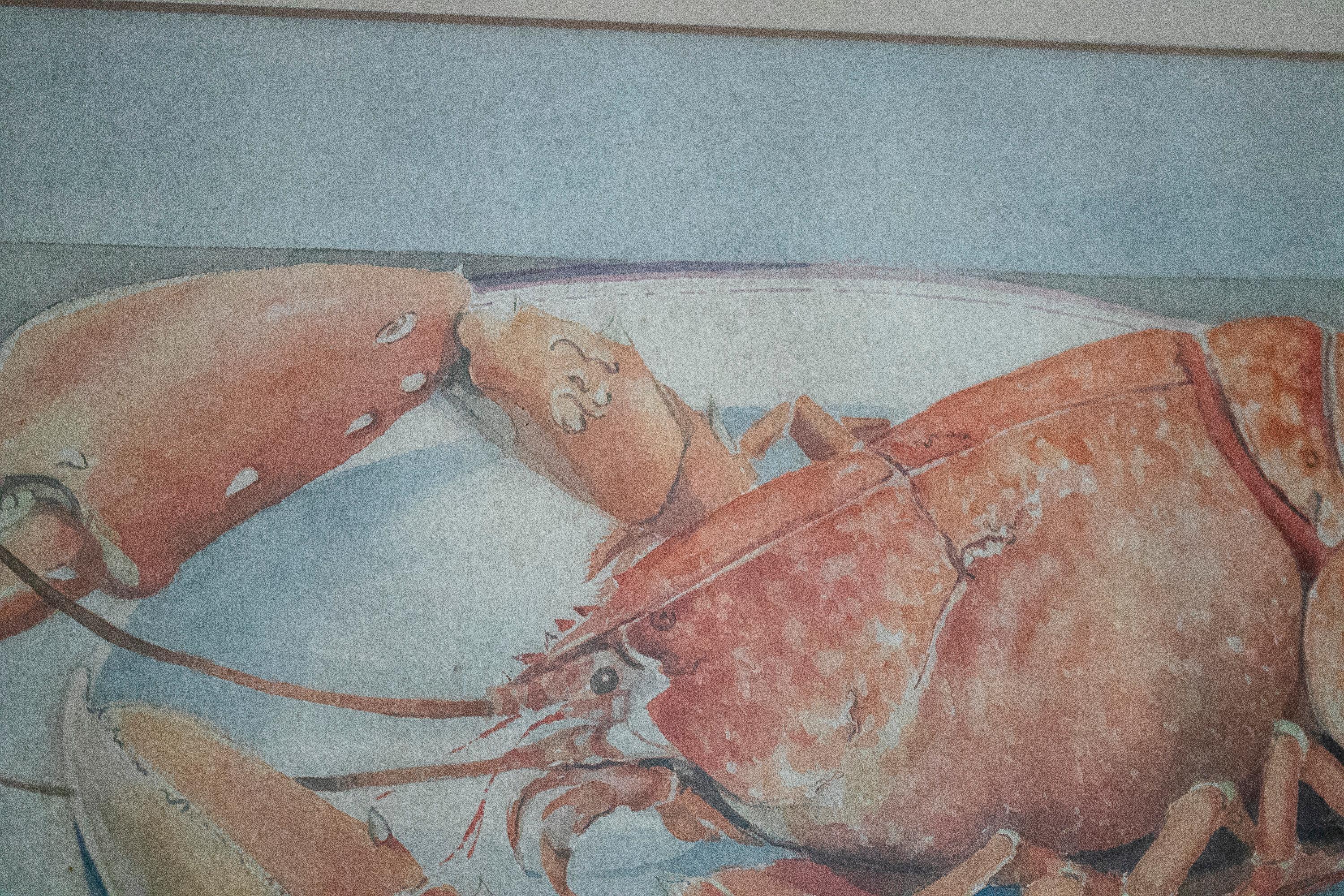 Paloma de Sanjuanena, Jaime Parladé's Wife, 1980 Lobster Still-Life Watercolour For Sale 2
