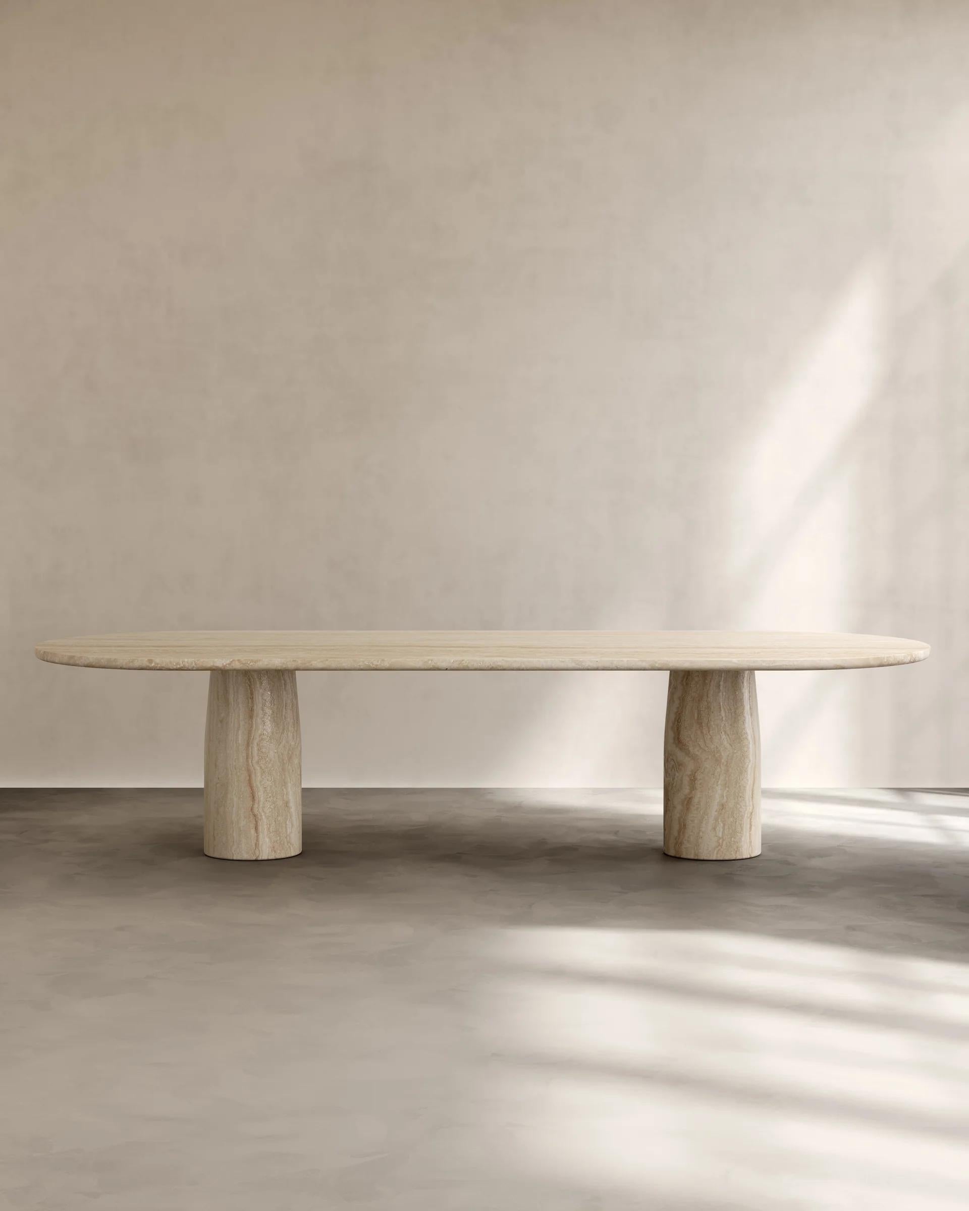 Travertine Paloma Editions Isola Table IV Verde Breccia Marble For Sale