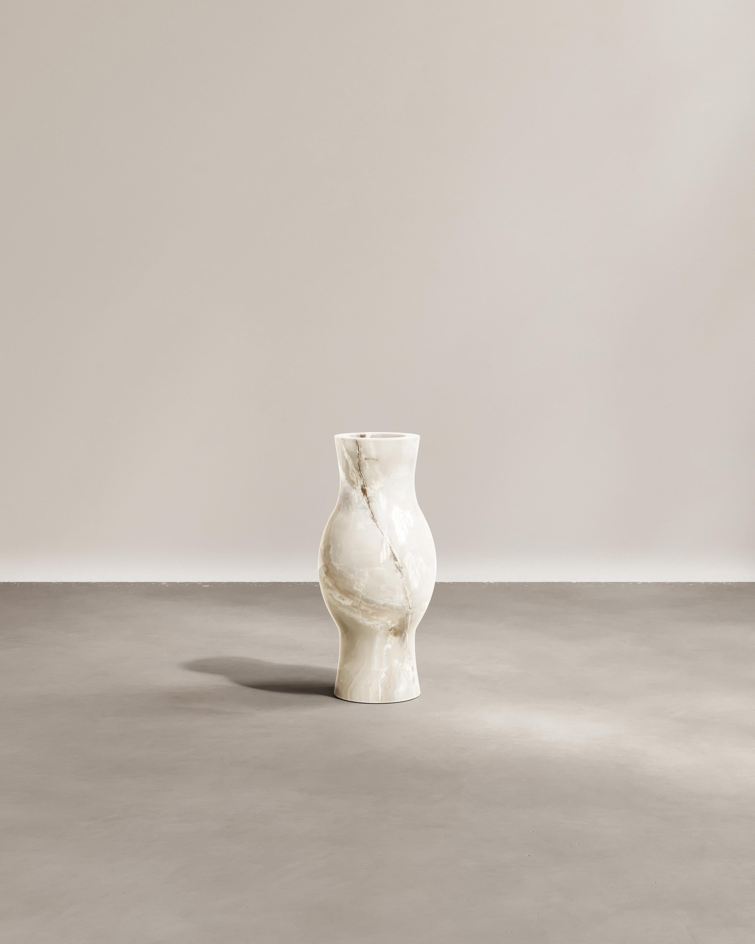 Italian Paloma Editions Rain Vase Natural Honey Onyx For Sale