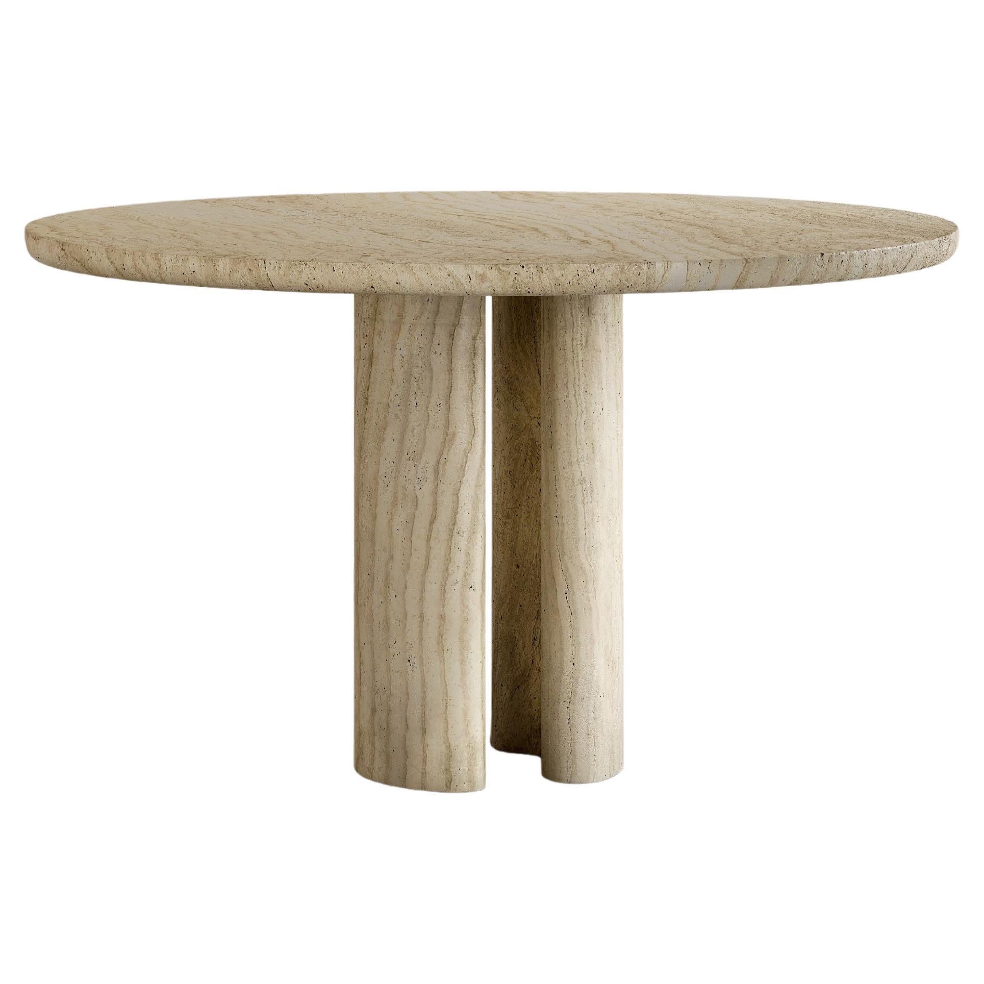 Paloma Editions Roman Dining Table II in Bianco Alabastrino Travertine