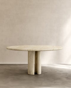 Paloma Editions Roman Dining Table III in Bianco Alabastrino Travertine
