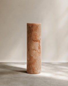 Paloma Editions Navona Travertine Pedestal Table, Hand Carved, Italy