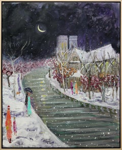 Nieve sobre Notre Dame (Schau in Notre Dame) Paris, Frankreich