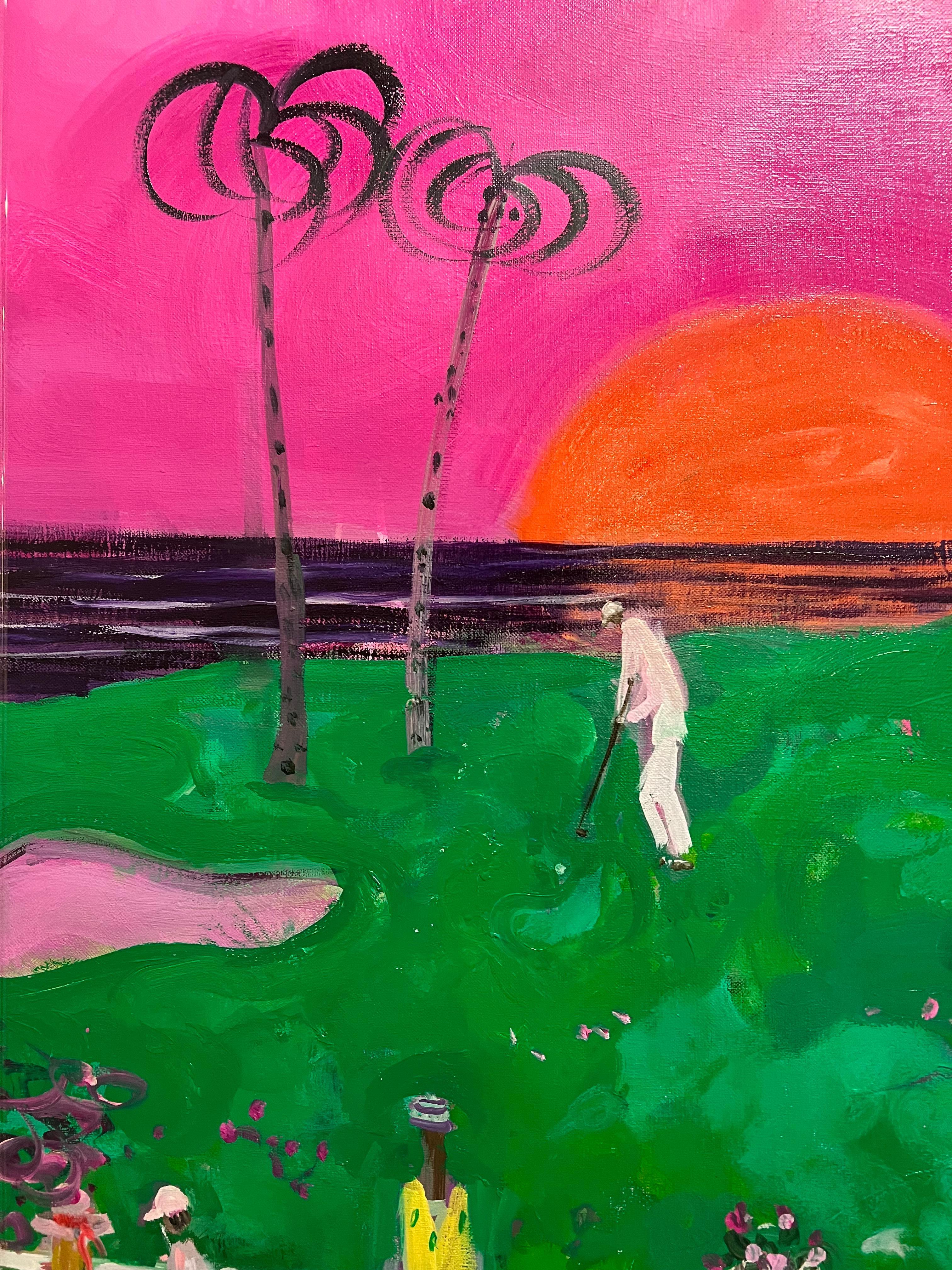 Puesta de sol en el Campo de Golf  (Sunset on the Golf Course) - Painting by Paloma Hinojosa