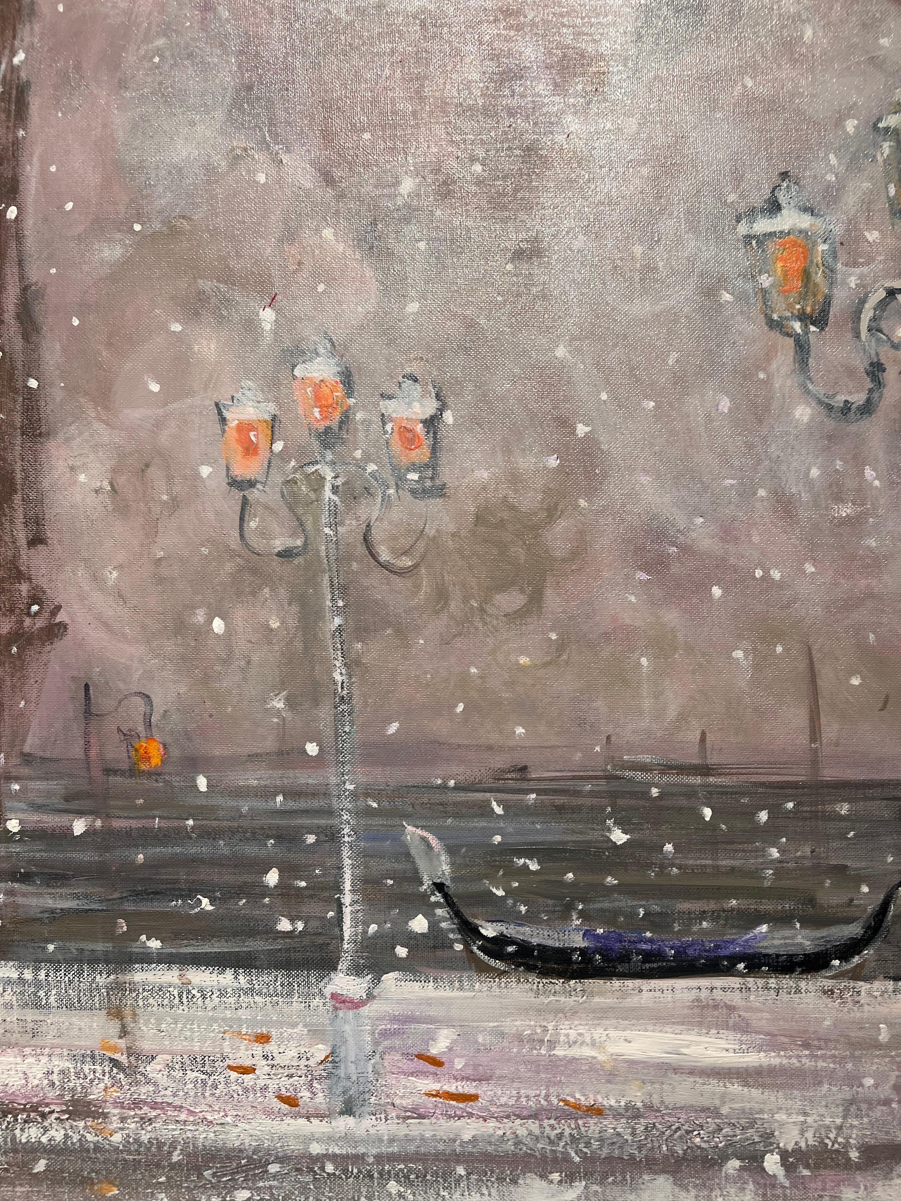 Venecia (Venedig) (Grau), Landscape Painting, von Paloma Hinojosa