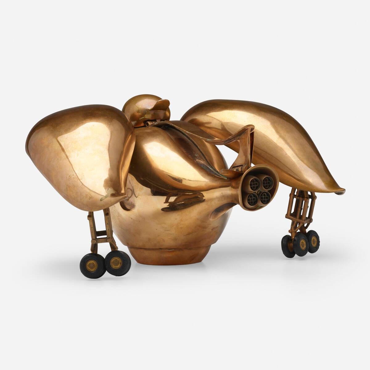Paloma Jet Model Bronze and Brass Sculpture by Miguel Berrocal For Sale 8