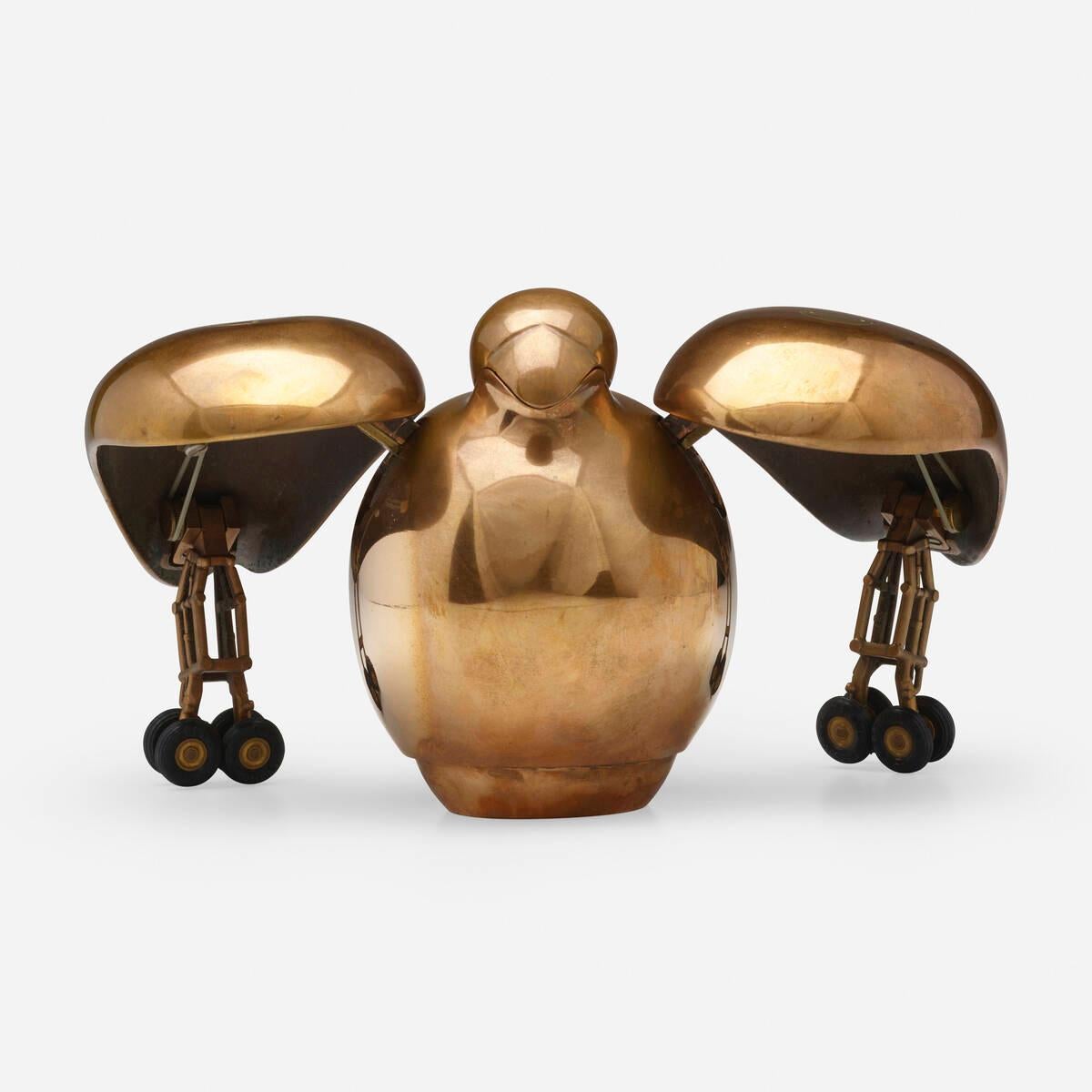 Paloma Jet Model Bronze and Brass Sculpture by Miguel Berrocal For Sale 9