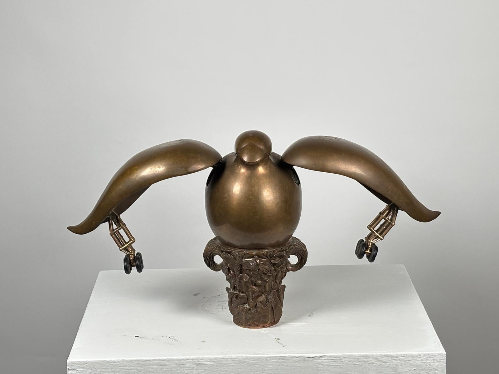 Paloma Jet Model Bronze and Brass Sculpture by Miguel Berrocal For Sale 10
