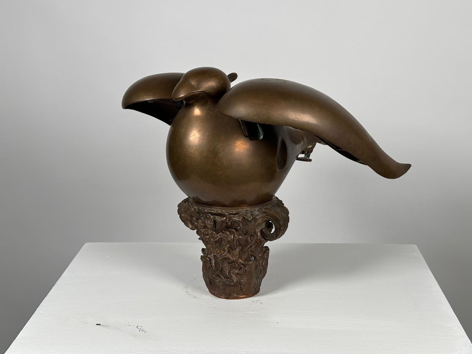 Italian Paloma Jet Model Bronze and Brass Sculpture by Miguel Berrocal For Sale