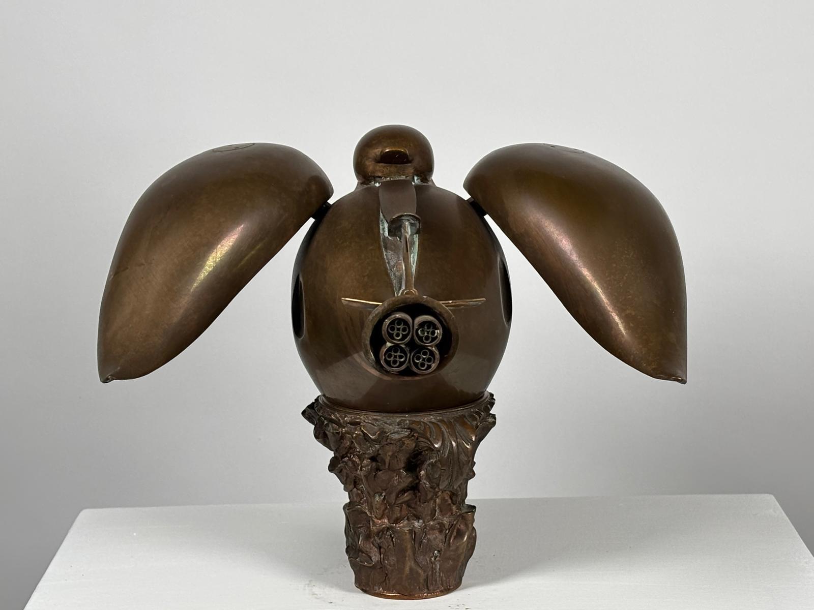 Paloma Jet Model Bronze and Brass Sculpture by Miguel Berrocal In Excellent Condition For Sale In Milan, Italy
