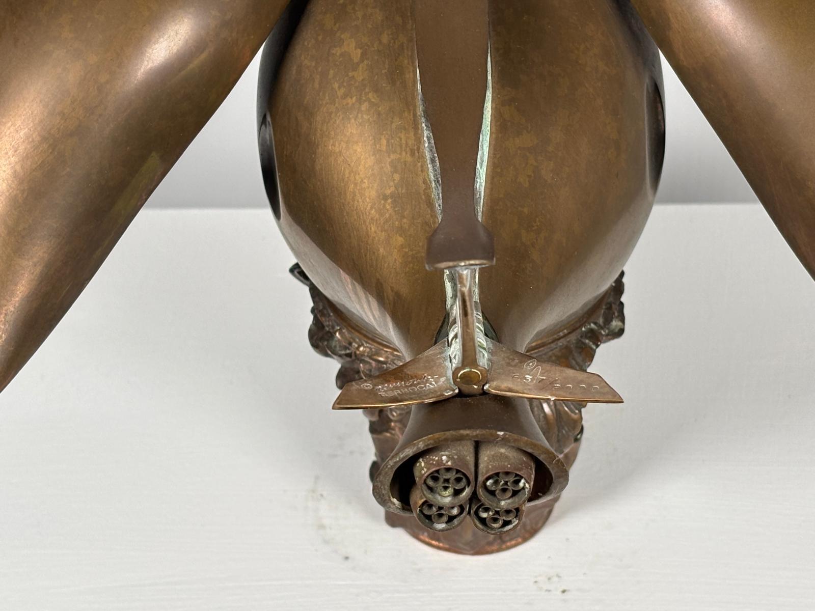 Late 20th Century Paloma Jet Model Bronze and Brass Sculpture by Miguel Berrocal For Sale