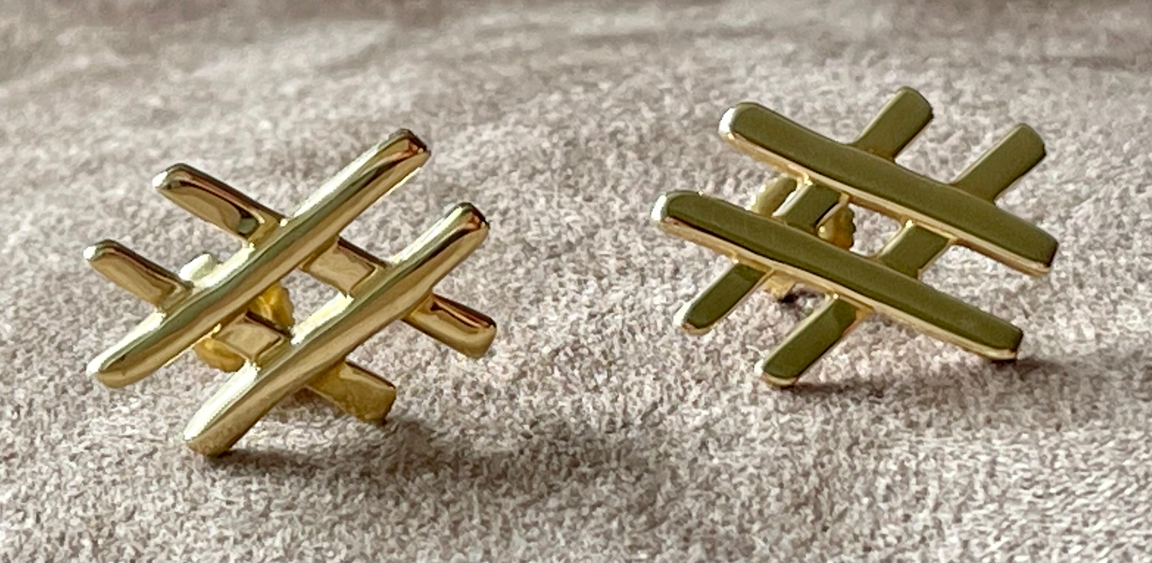 We are  pleased to offer these Tiffany & Co. Paloma Picasso 18k Yellow Gold earstuds. Paloma Picasso is one of the most celebrated designers at Tiffany & Co. Her creative use of materials and designs are iconic. The earrings are in excellent