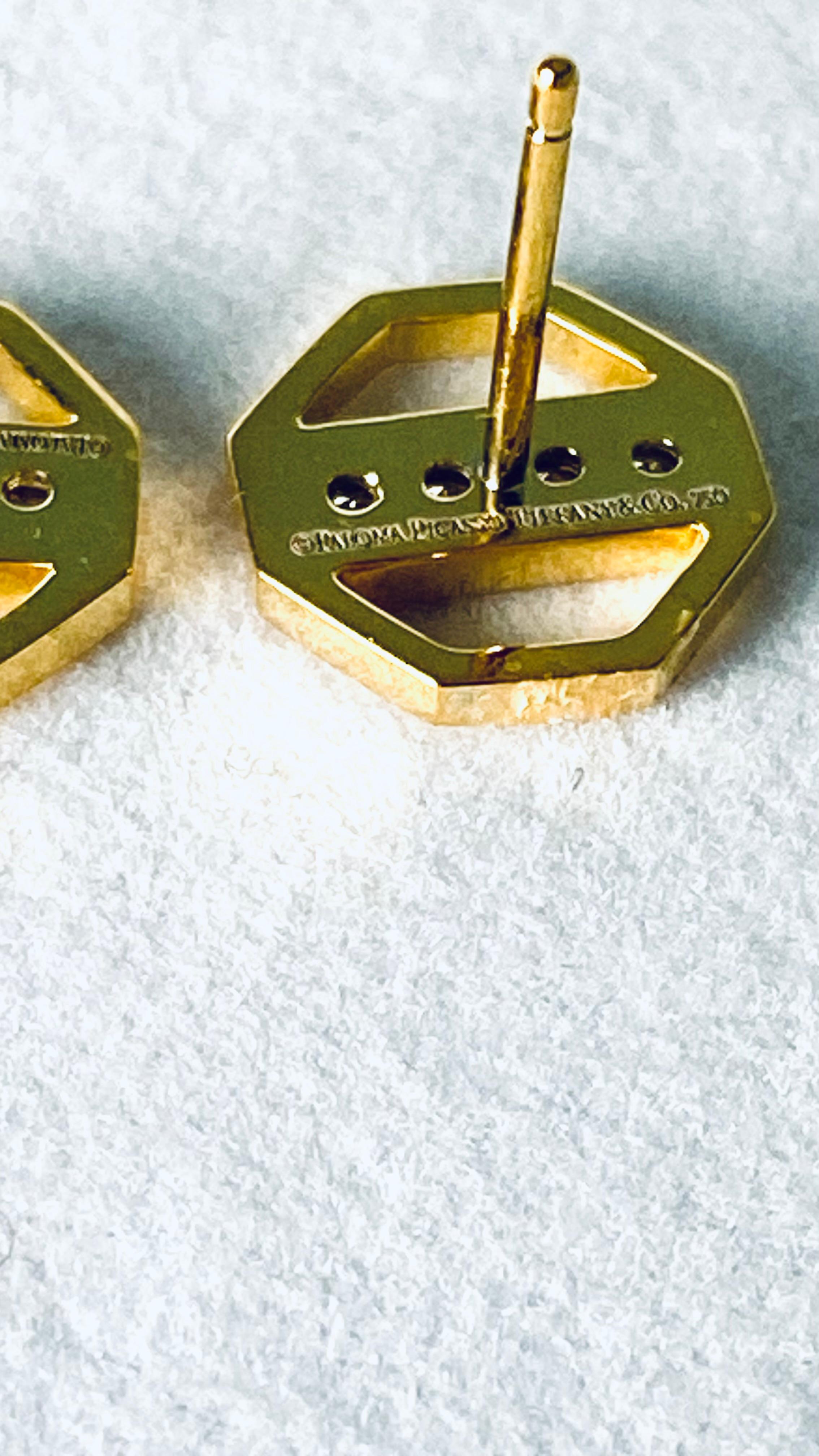 Vintage Tiffany 18 Karat Gold Diamonds 0.40 Inch Wide Earrings By Paloma Picasso 5