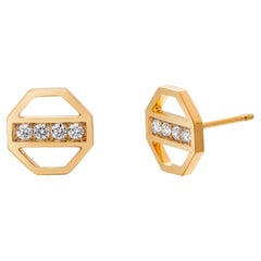 Paloma Picasso Boucles d'oreilles vintage de 0,20 carat en or 18 carats et diamants de 0,40 pouce