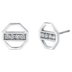 Paloma Picasso 18 Karat White Gold Diamond 0.20 Carat Vintage 0.40 Inch Earrings Paloma Picasso 18 Karat White Gold Diamond 0.20 Carat Vintage 0.40 Inch Earrings