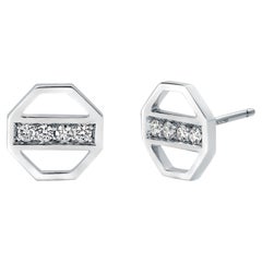 Paloma Picasso 18 Karat White Gold Diamond 0.20 Carat Vintage 0.40 Inch Earrings