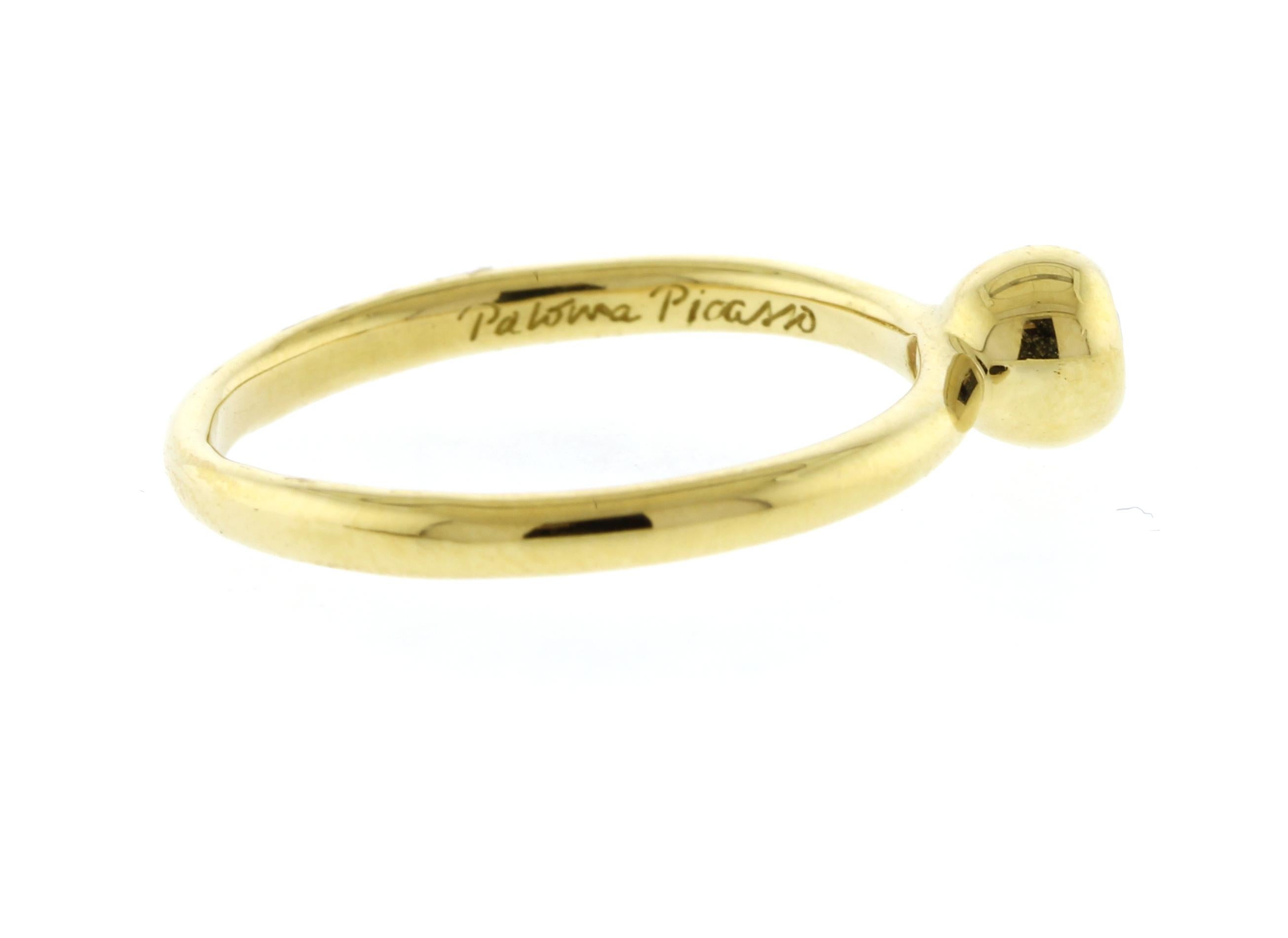Paloma Picasso 18kt Emerald Bezel Set Ring In Excellent Condition In Bethesda, MD