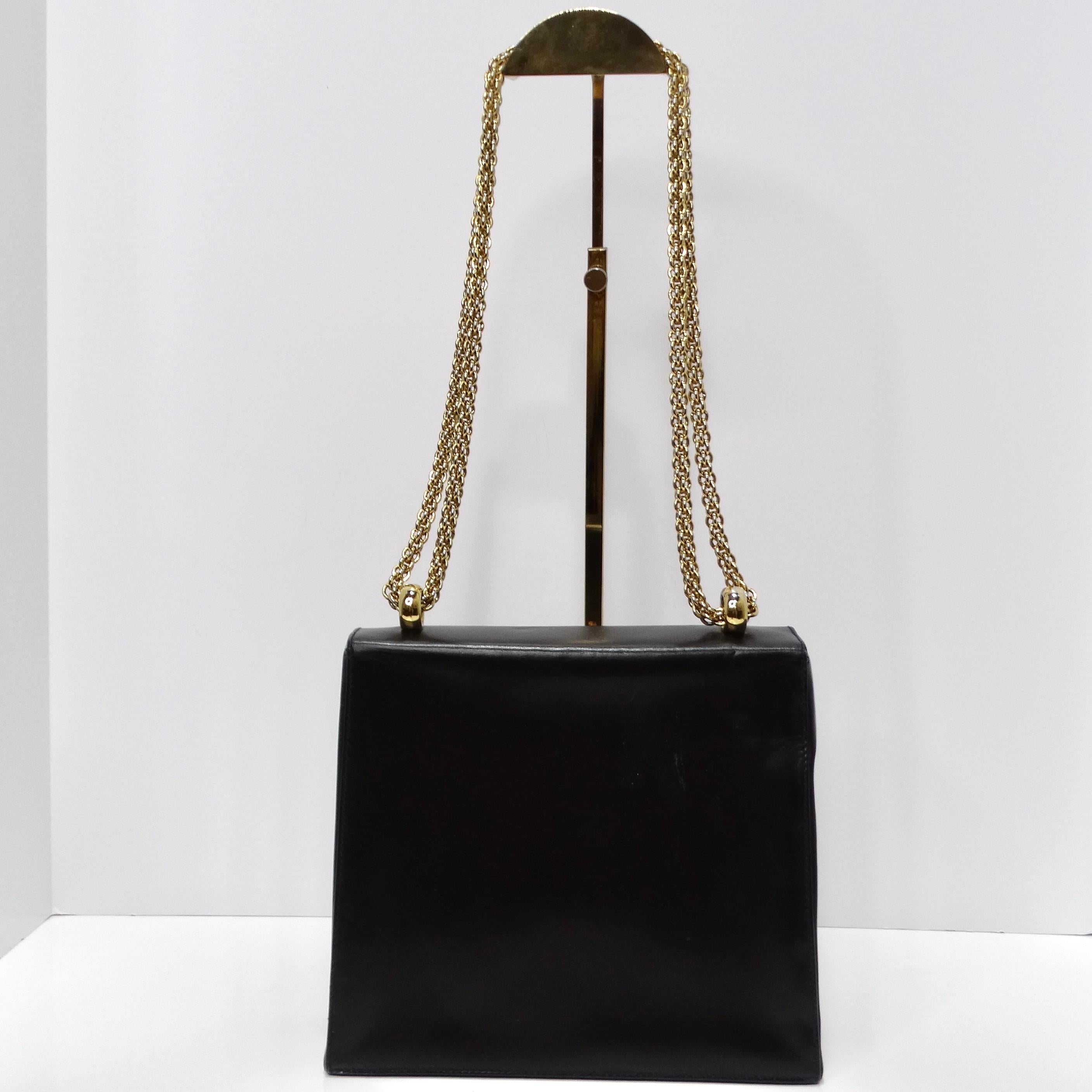Paloma Picasso 1980s Black Leather Shoulder Bag 4