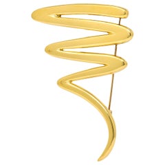 Paloma Picasso 1993 Tiffany & Co. 18 Karat Gold Large Scribble Brooch Squiggly