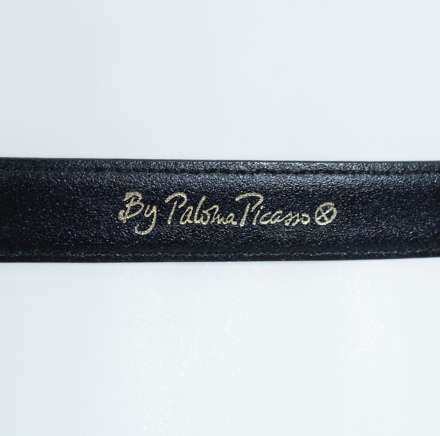 Paloma Picasso Black Leather Triple X Kiss Belt with Gold Hardware – M, 1980s 3