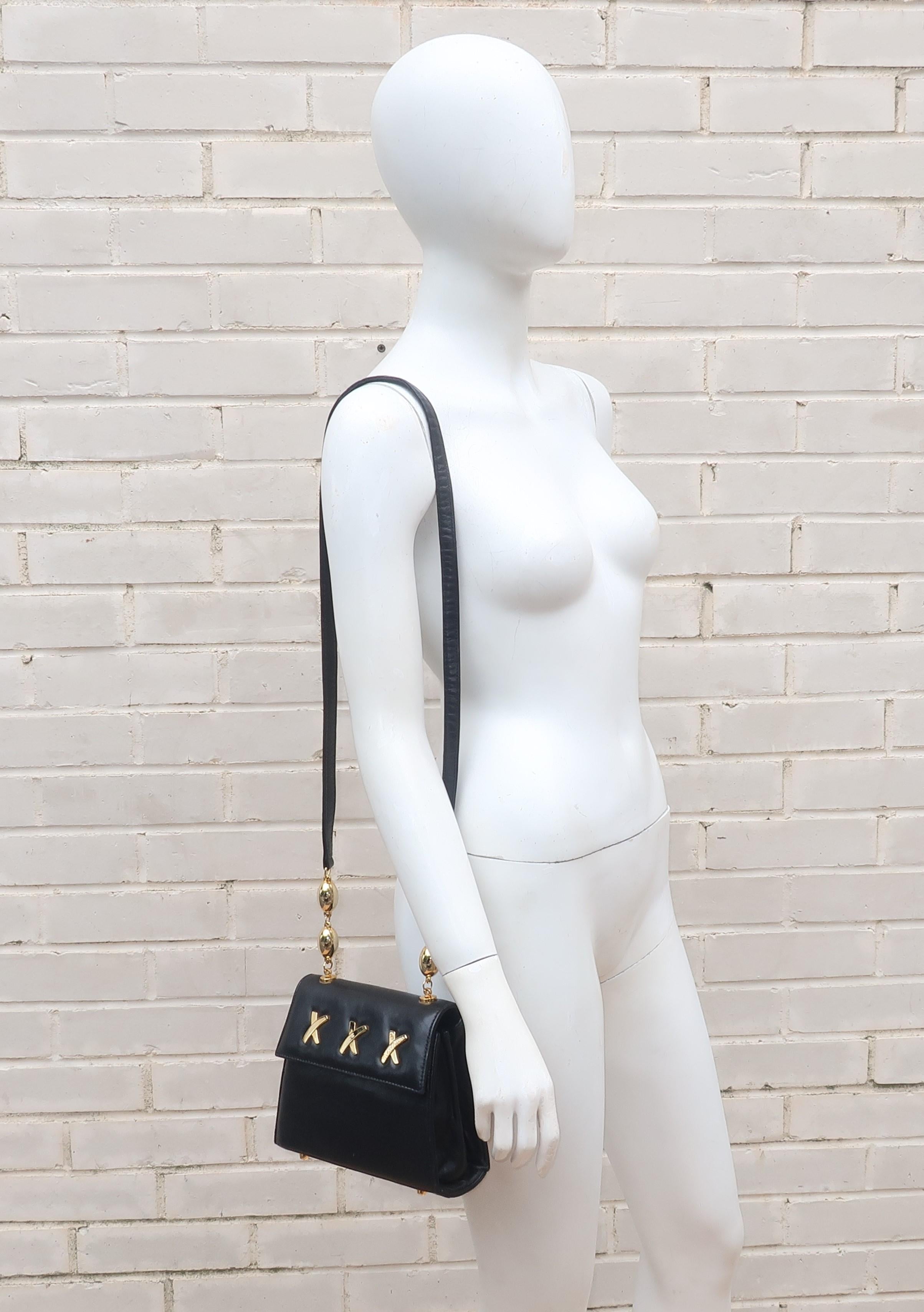 Paloma Picasso Black Leather X Logo Handbag 3