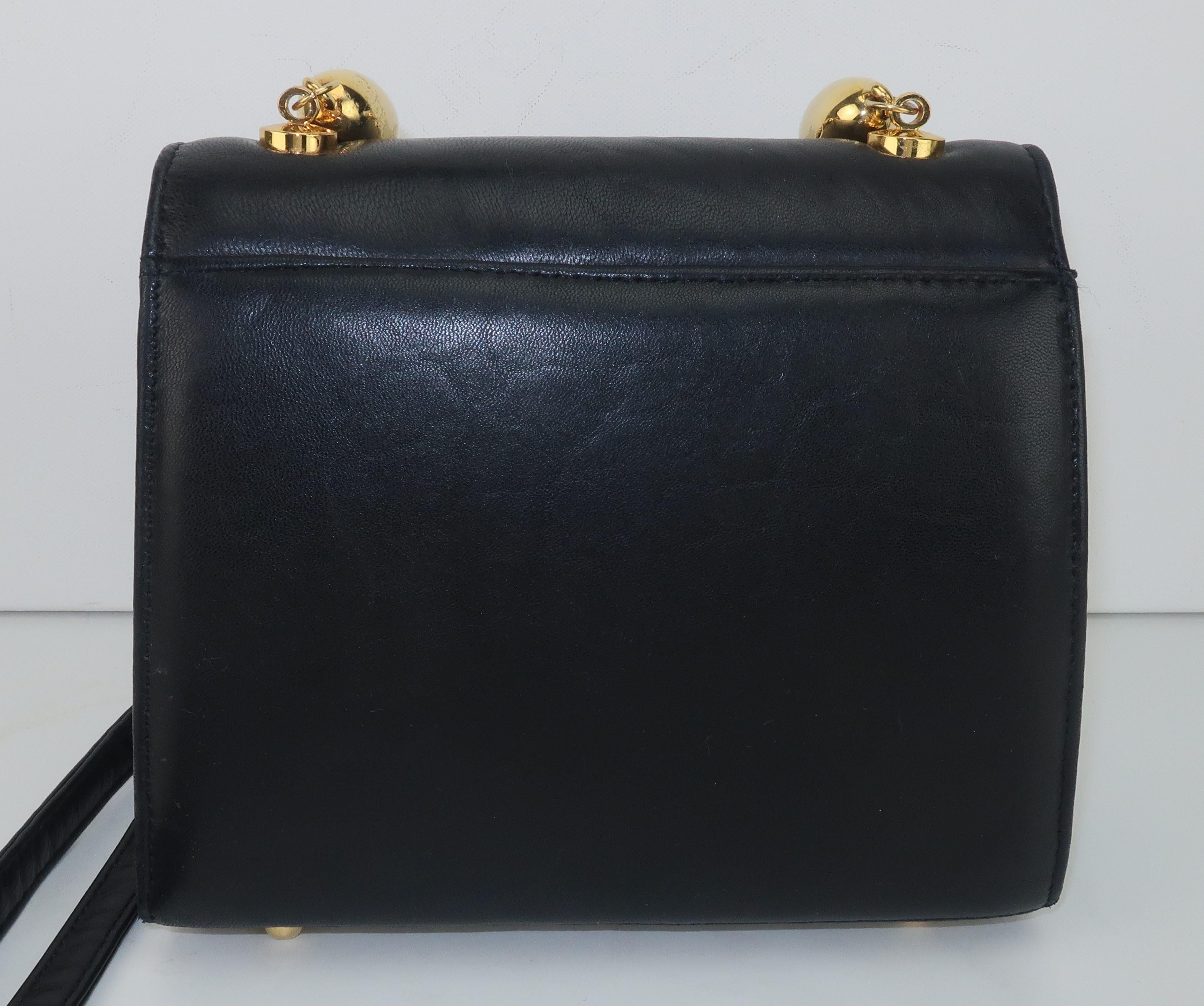Paloma Picasso Black Leather X Logo Handbag In Good Condition In Atlanta, GA