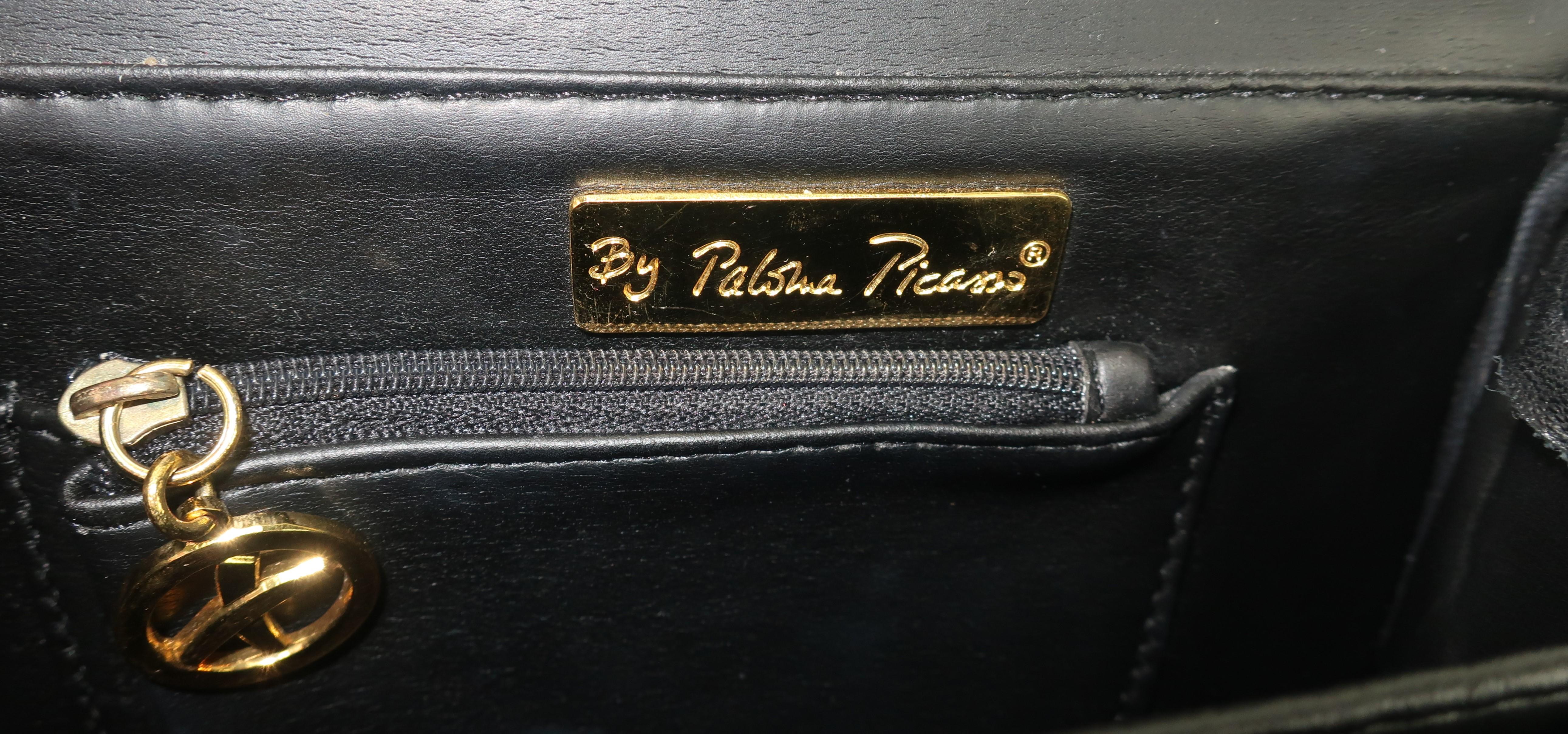 Paloma Picasso Black Leather X Logo Handbag 2