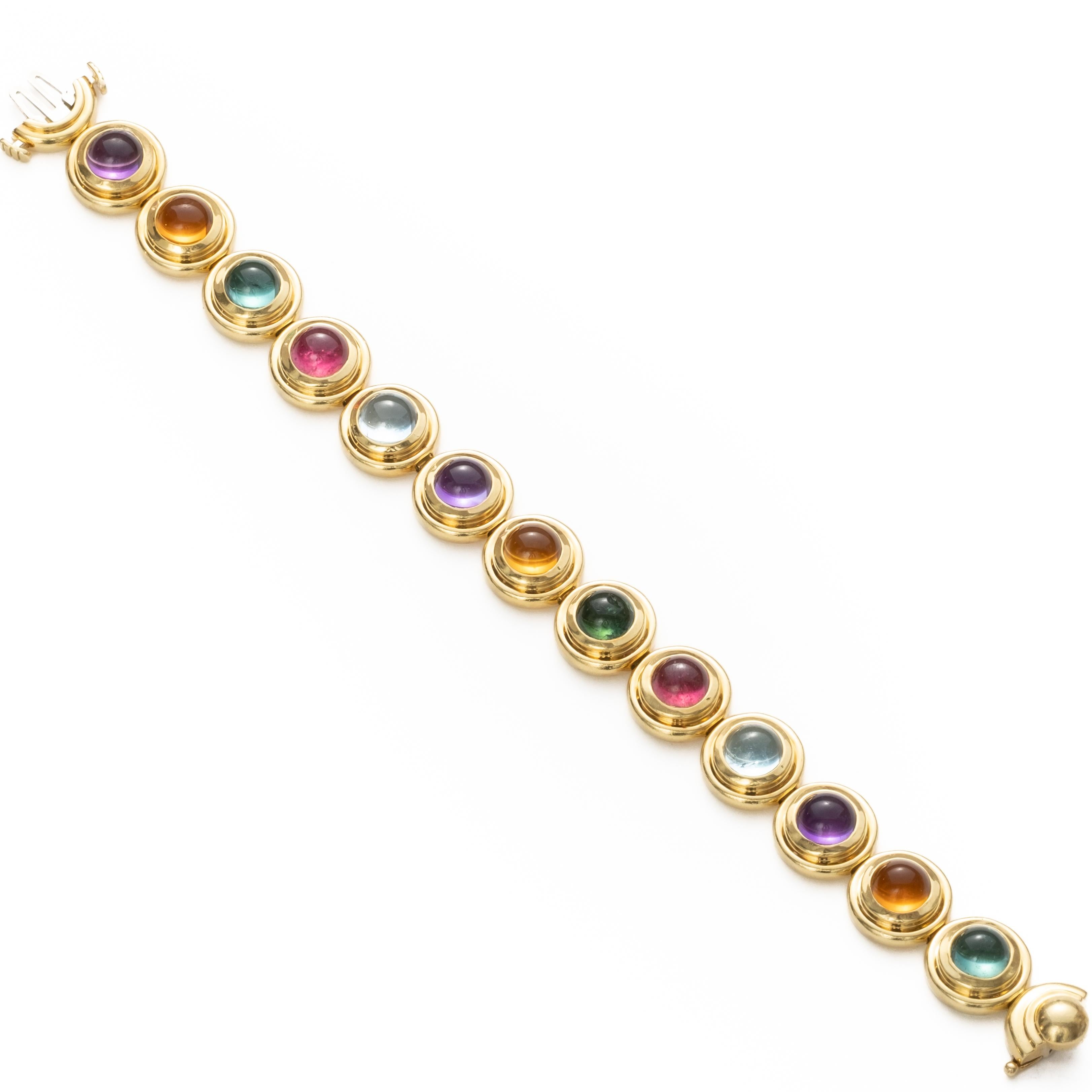 Paloma Picasso for Tiffany & Co signed bracelet 18k Gold and Multi-Gem Bracelet, measures  7.25