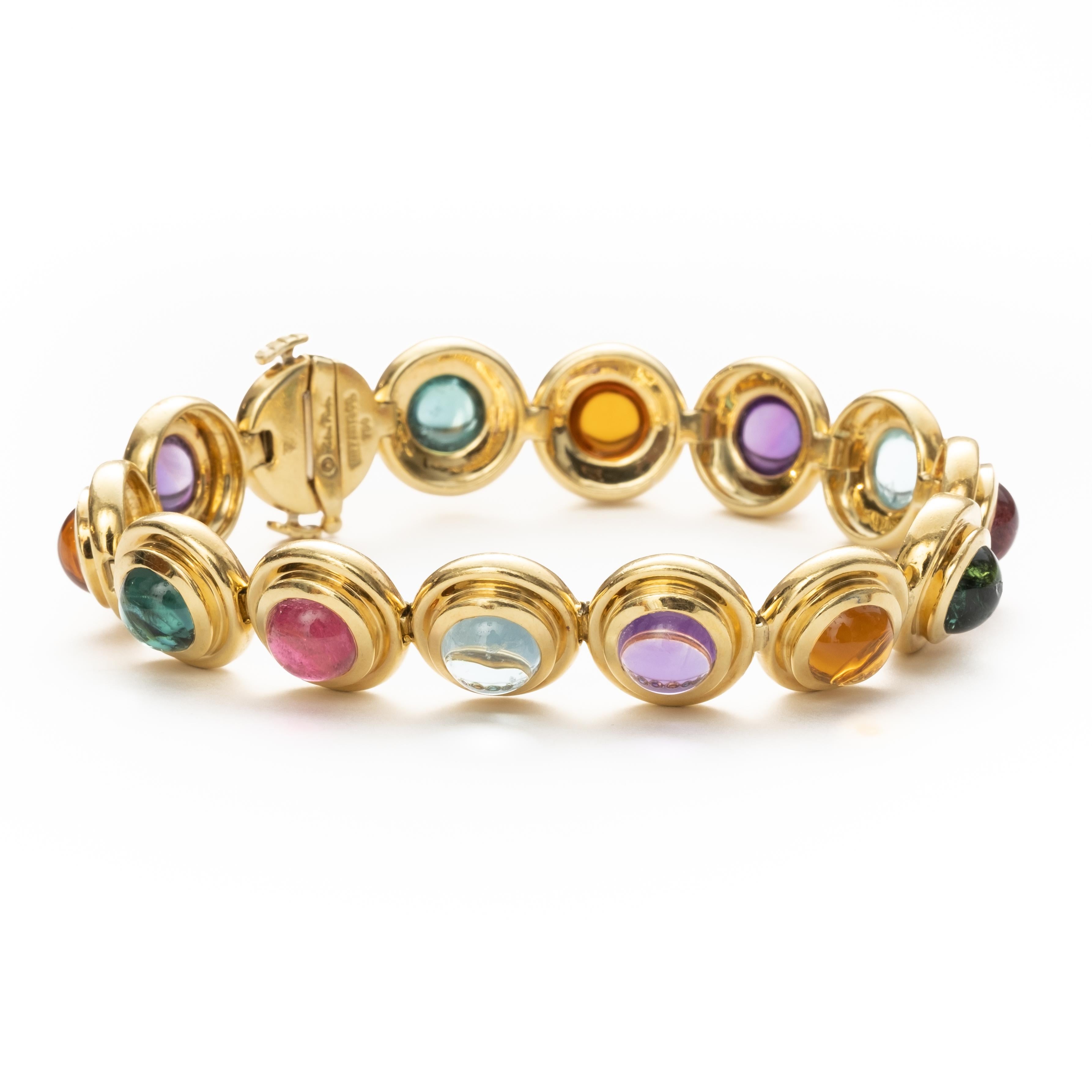 Cabochon Paloma Picasso Bracelet for Tiffany and Co. Gold and Multi-Gem Bracelet
