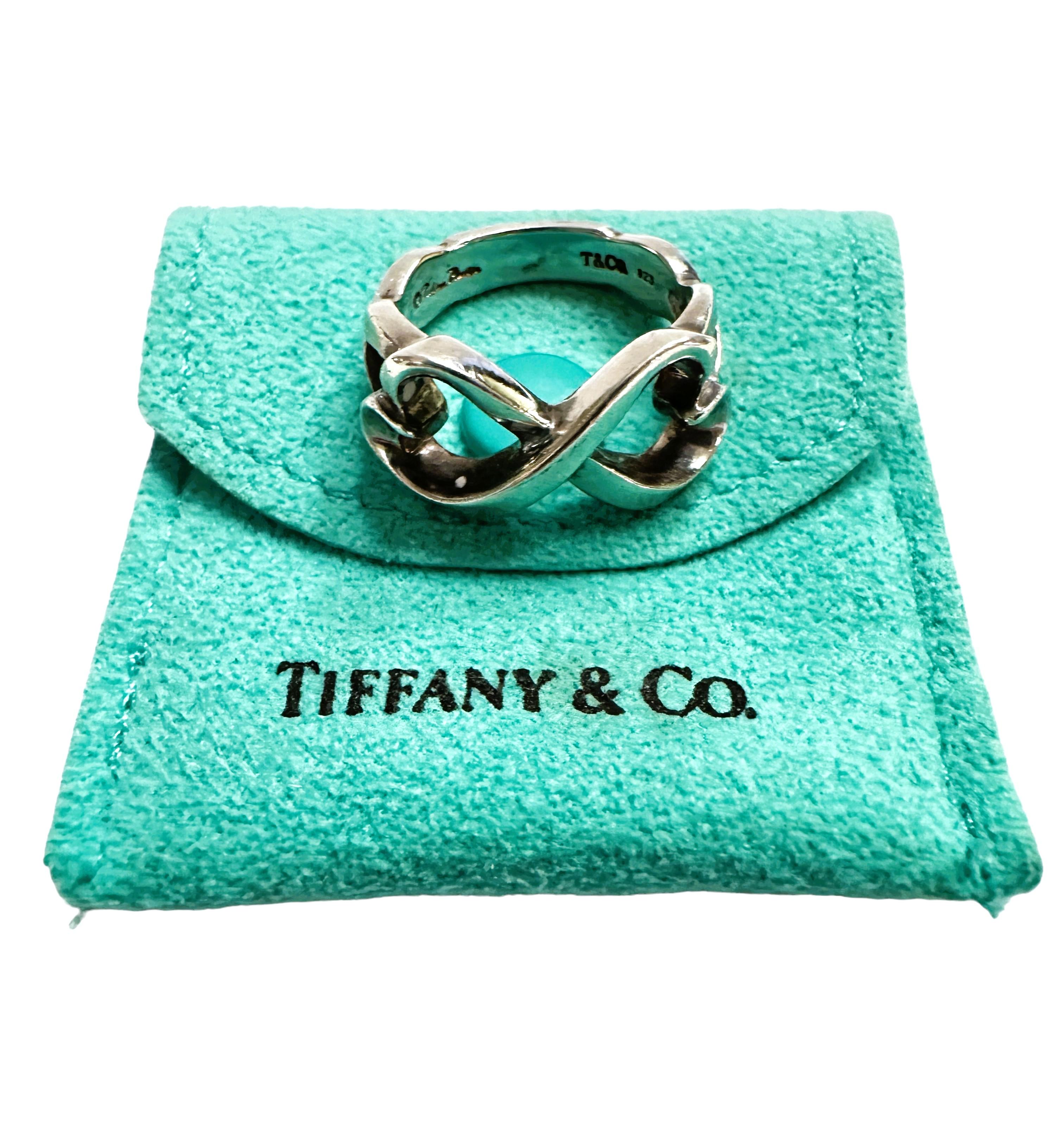 Paloma Picasso by Tiffany & Co Sterling Silver Double Heart Ring 5