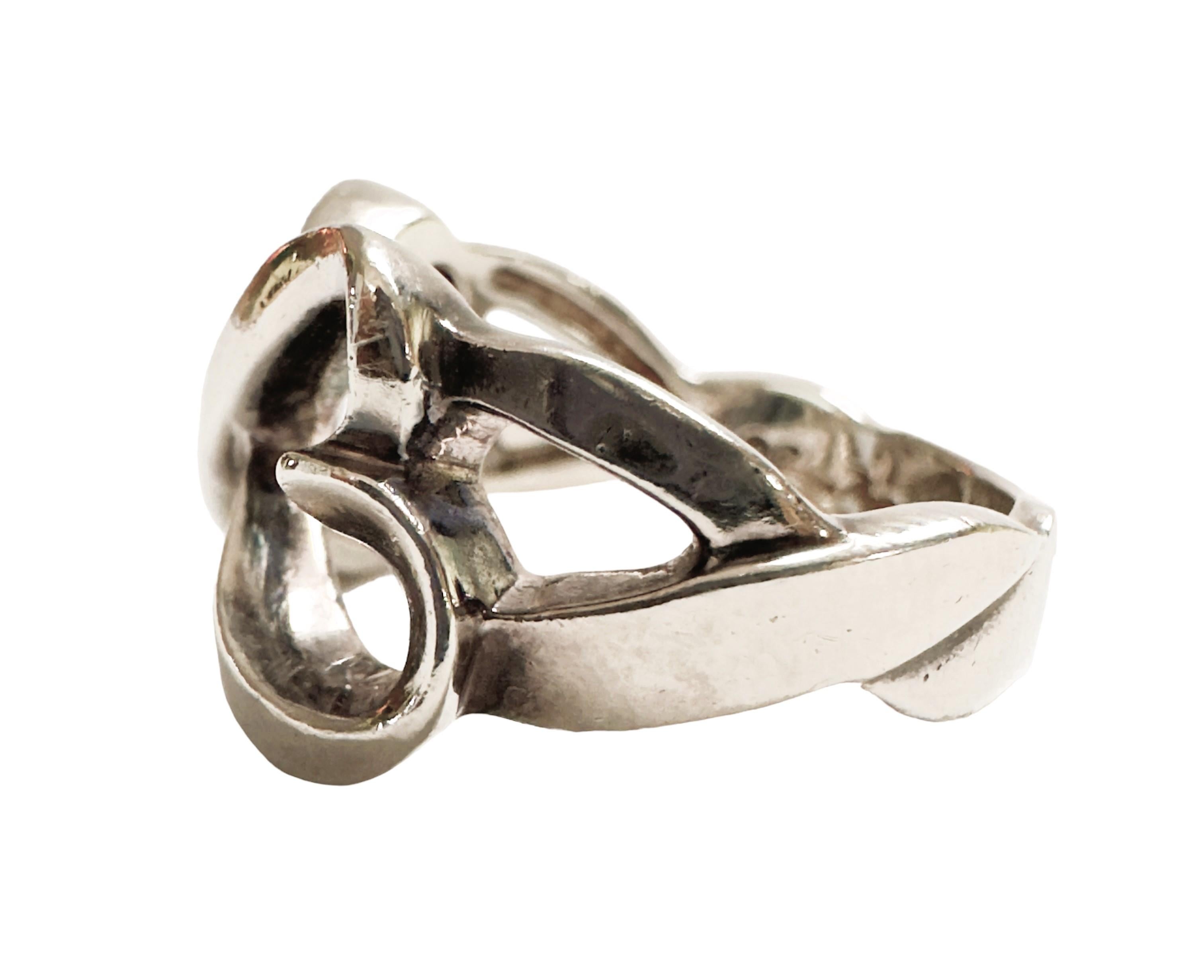 Art Deco Paloma Picasso by Tiffany & Co Sterling Silver Double Heart Ring