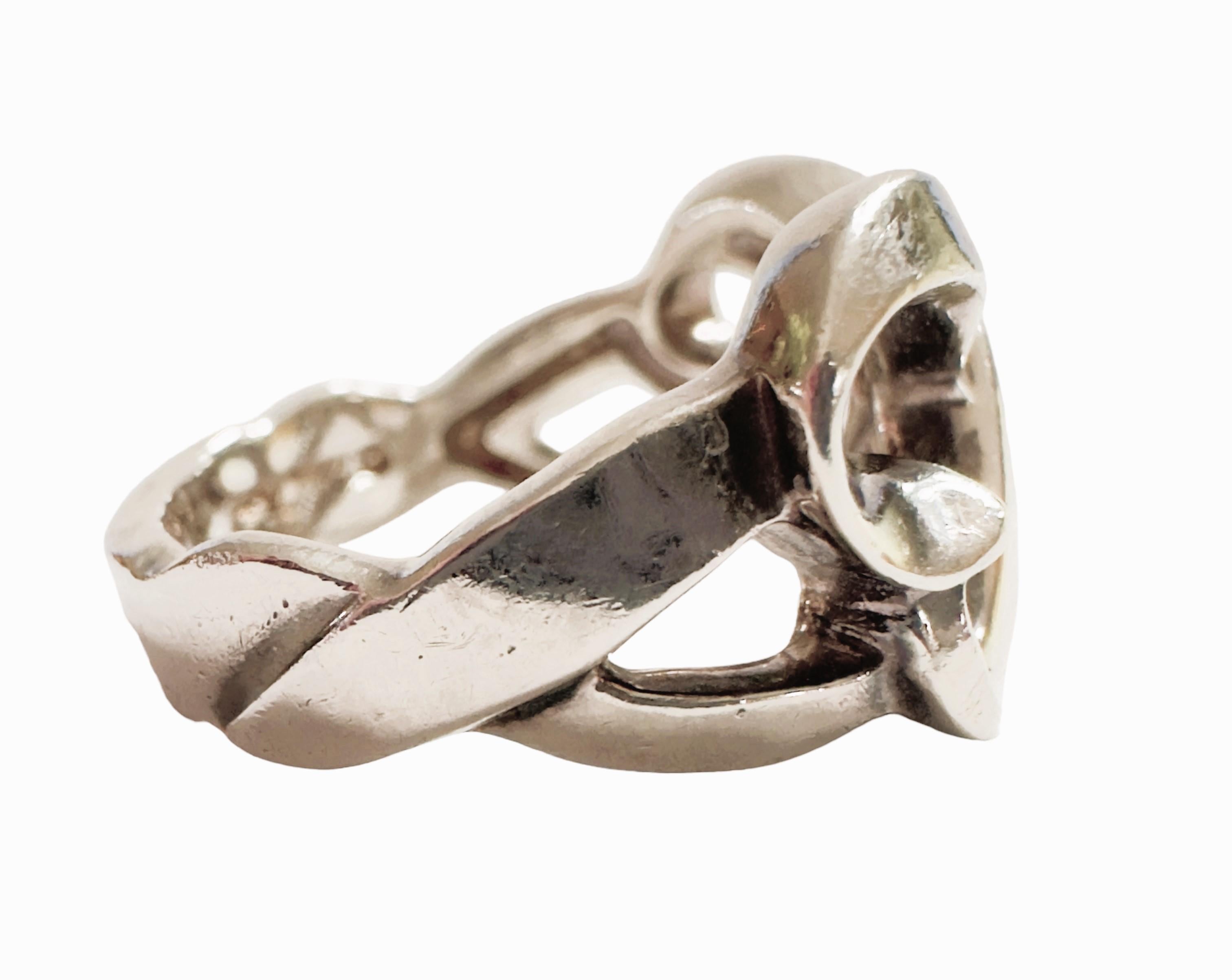 Paloma Picasso by Tiffany & Co Sterling Silver Double Heart Ring In Good Condition In Eagan, MN