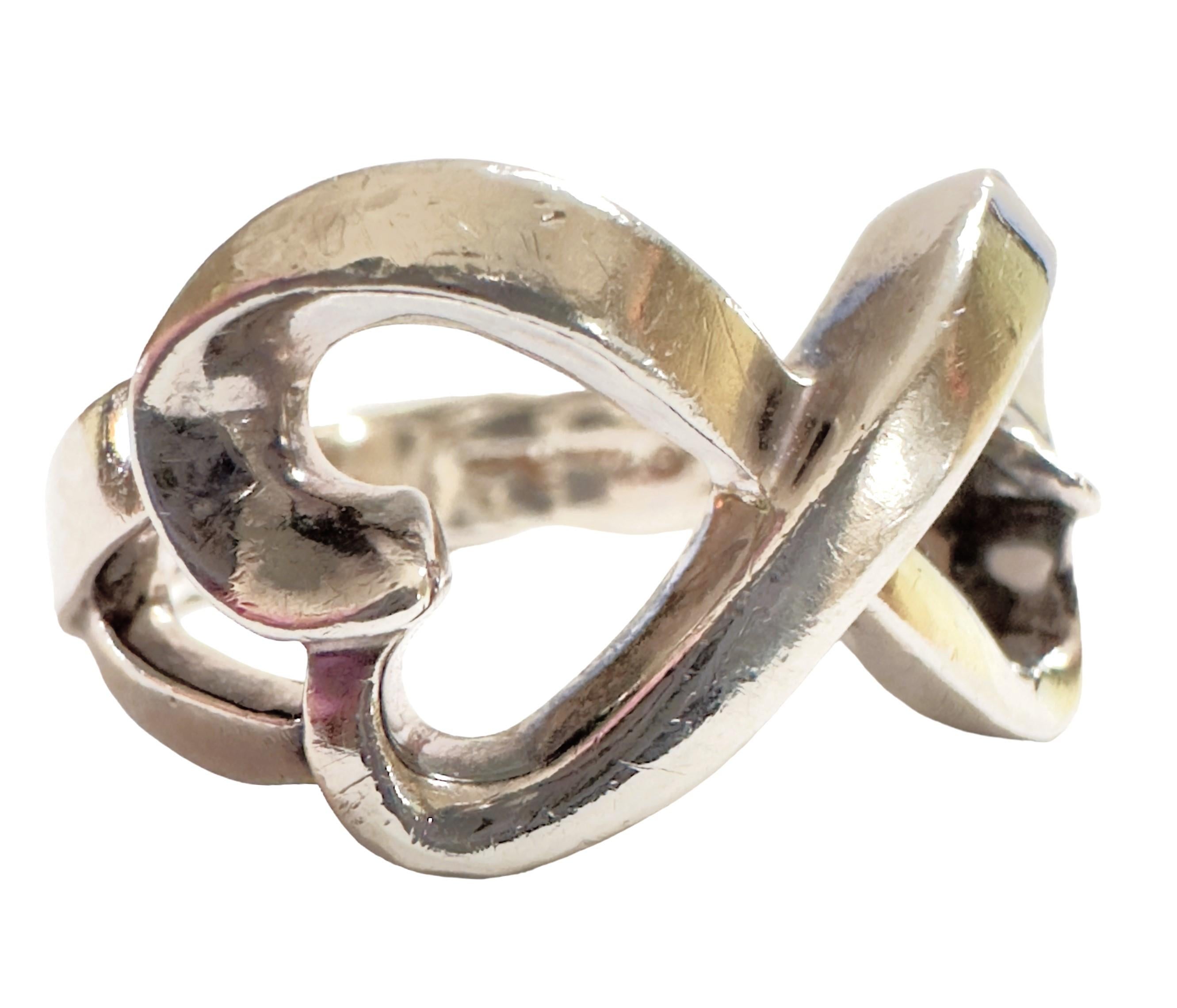 Women's Paloma Picasso by Tiffany & Co Sterling Silver Double Heart Ring