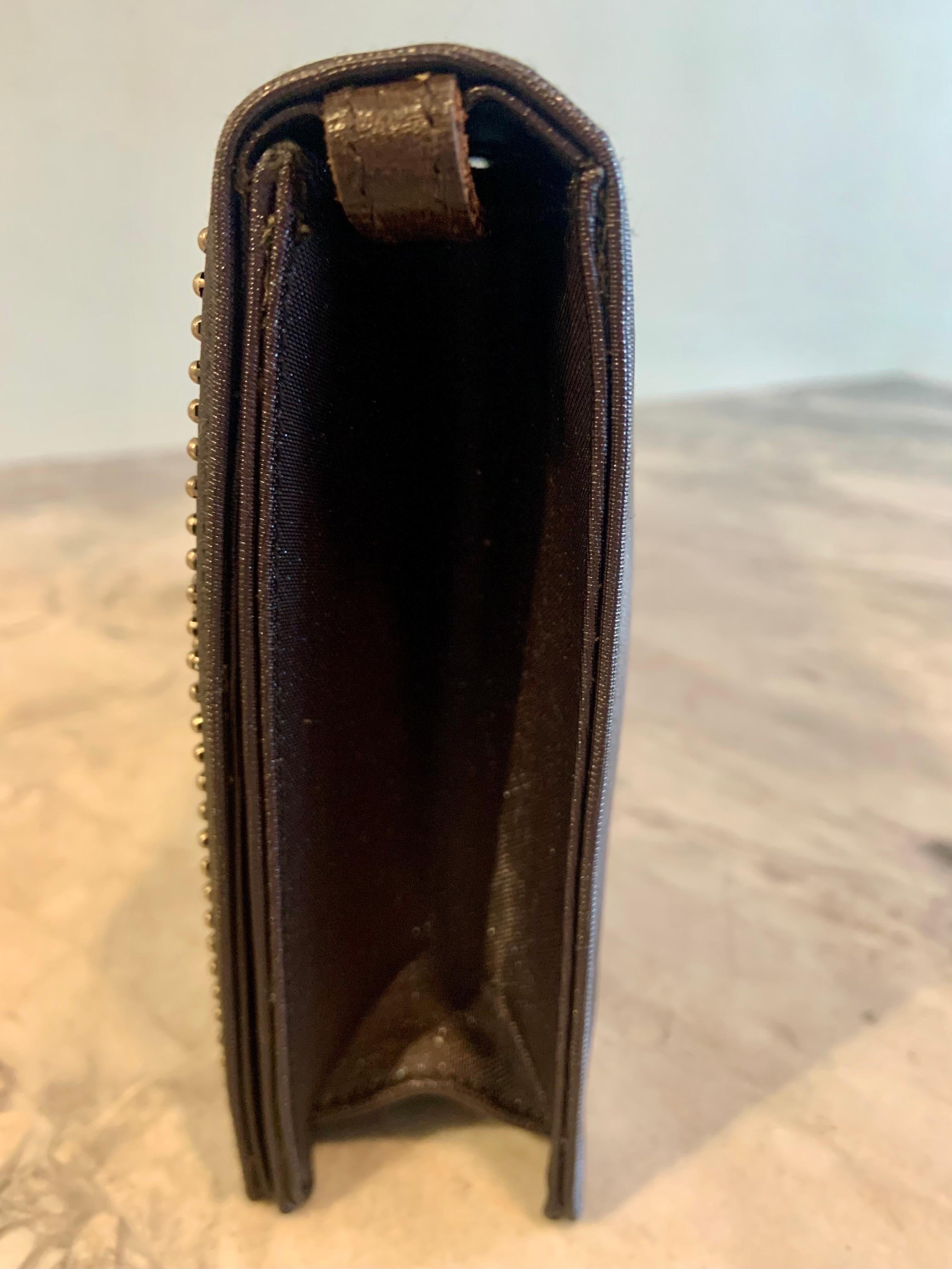 Paloma Picasso, pochette o borsa a tracolla con borchie in marrone cioccolato in vendita 1