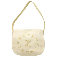Paloma Picasso Cream Canvas Astrology Shoulder Bag