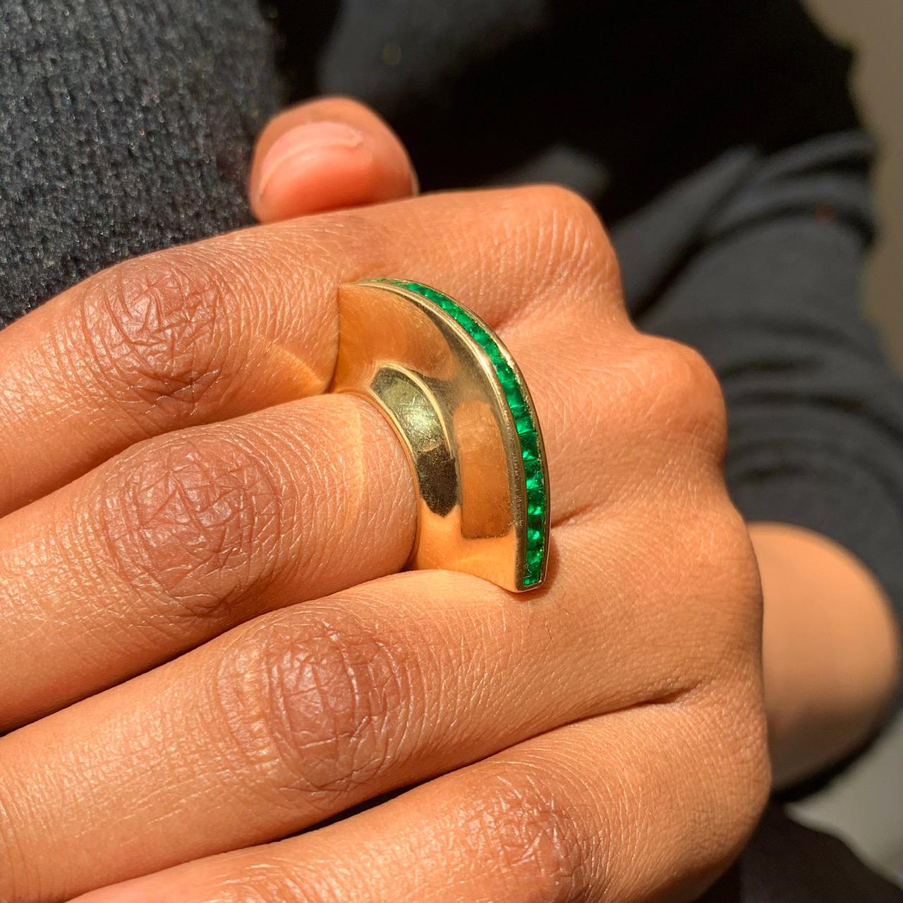 Contemporary Paloma Picasso Emerald and Gold Ring Circa 1980