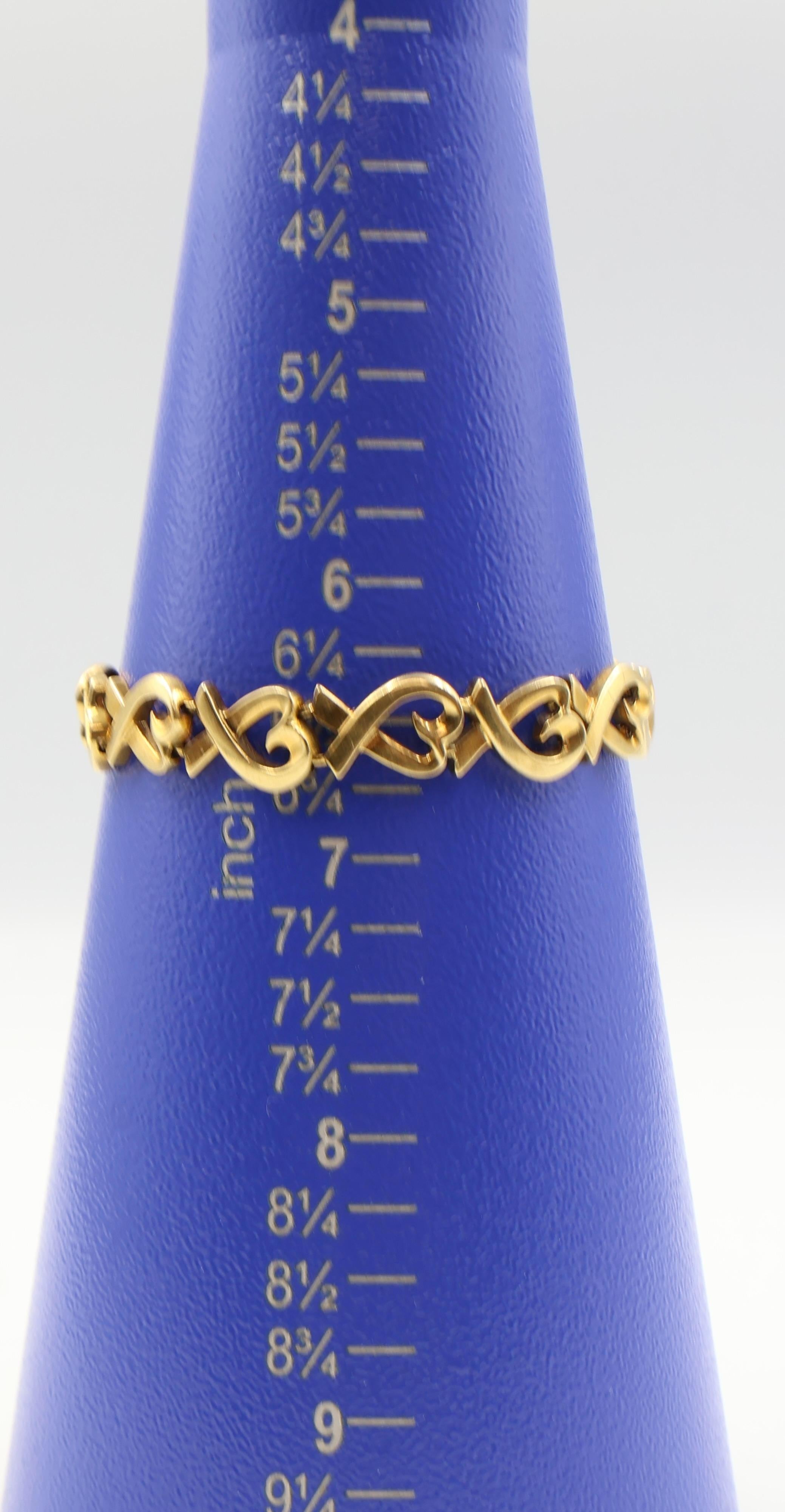 Paloma Picasso for Tiffany & Co 18k Gold Loving Heart Bracelet In Good Condition For Sale In Vaughan, CA