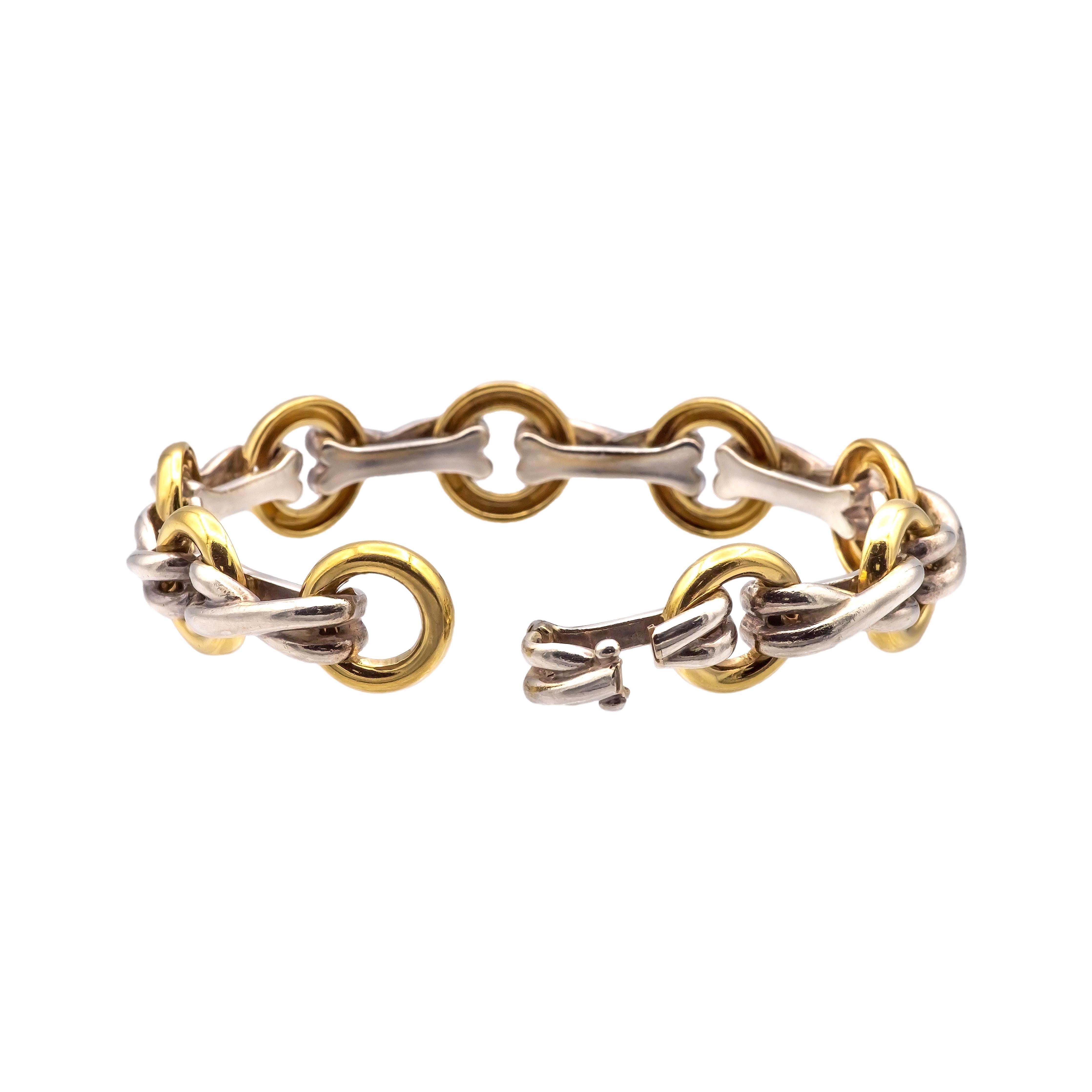 Contemporary Paloma Picasso for Tiffany & Co. 18K Yellow Gold and Silver XO Vintage Bracelet
