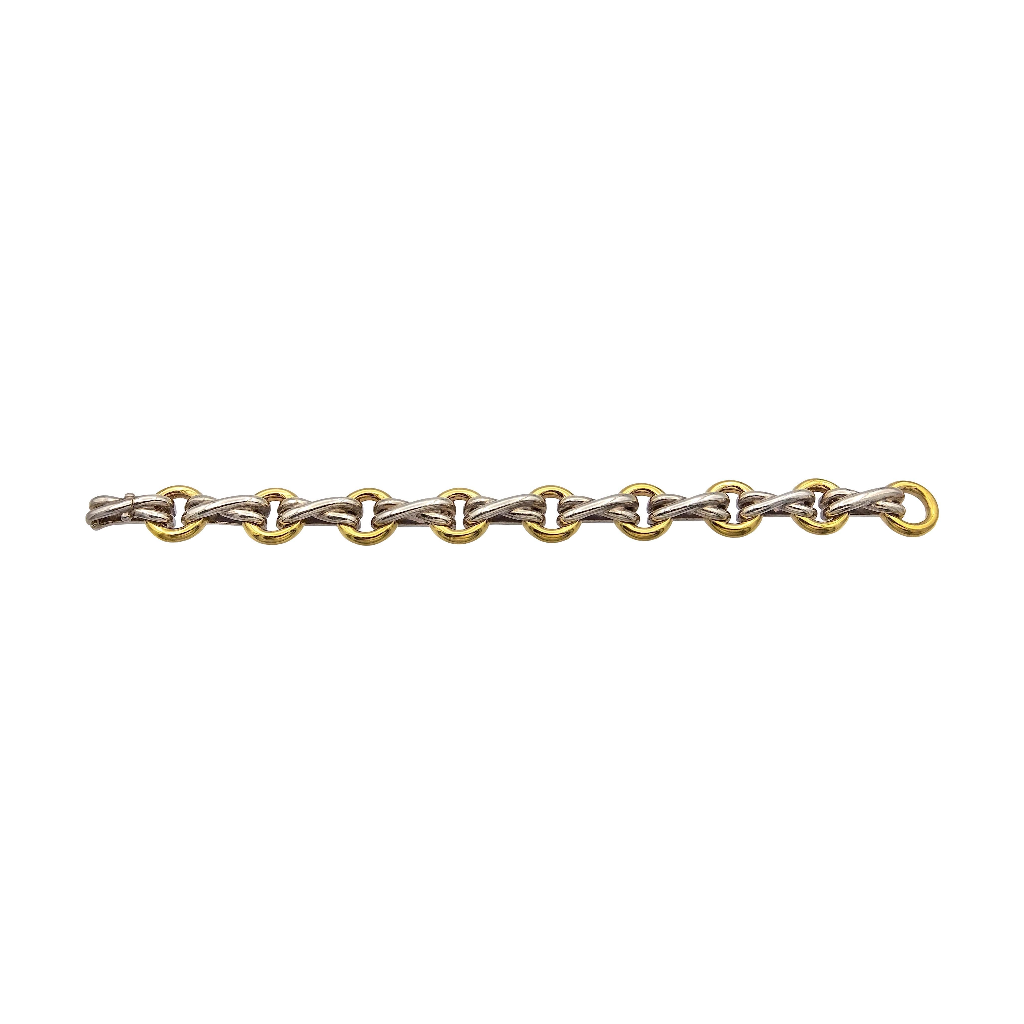 Paloma Picasso for Tiffany & Co. 18K Yellow Gold and Silver XO Vintage Bracelet In Good Condition In New York, NY