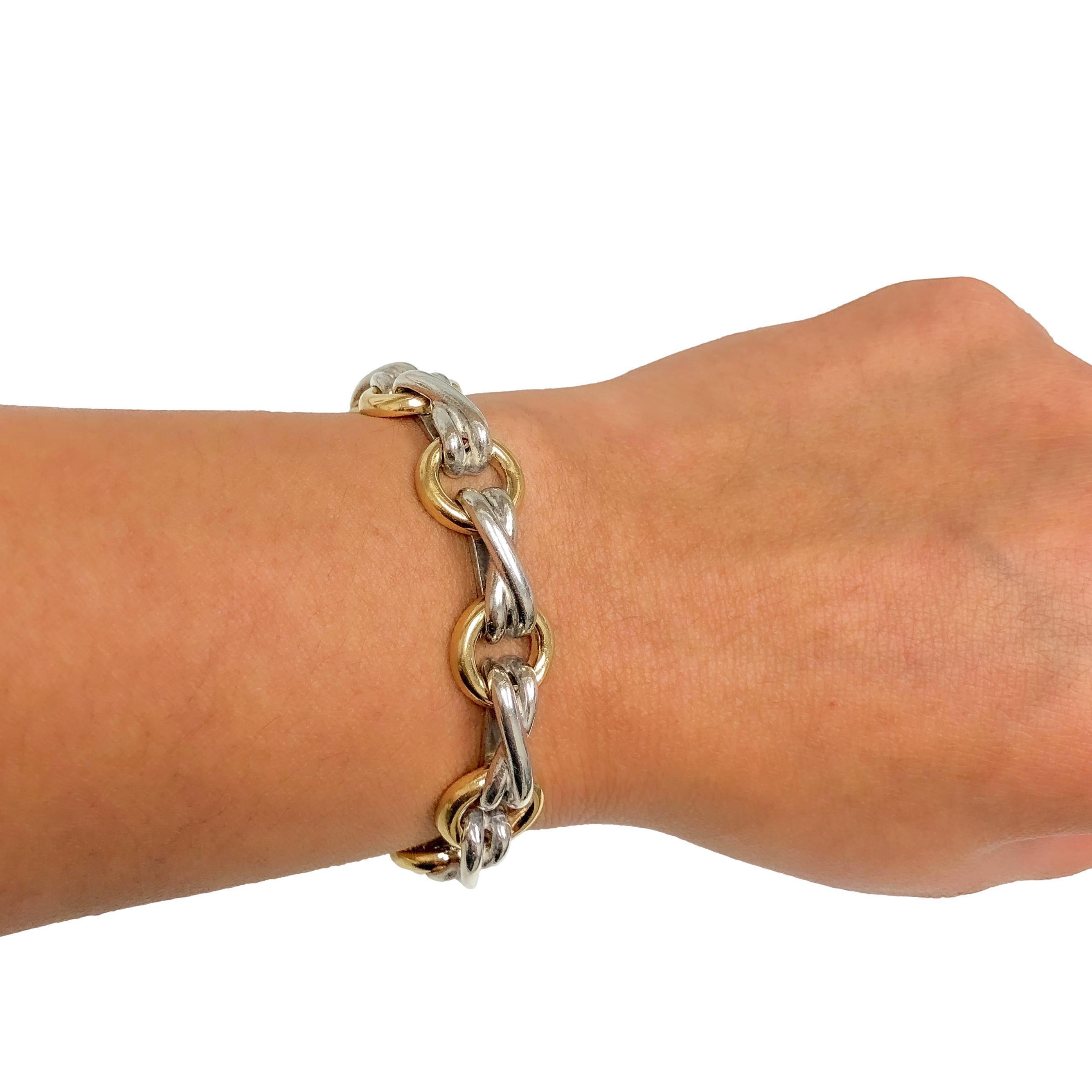 Women's or Men's Paloma Picasso for Tiffany & Co. 18K Yellow Gold and Silver XO Vintage Bracelet