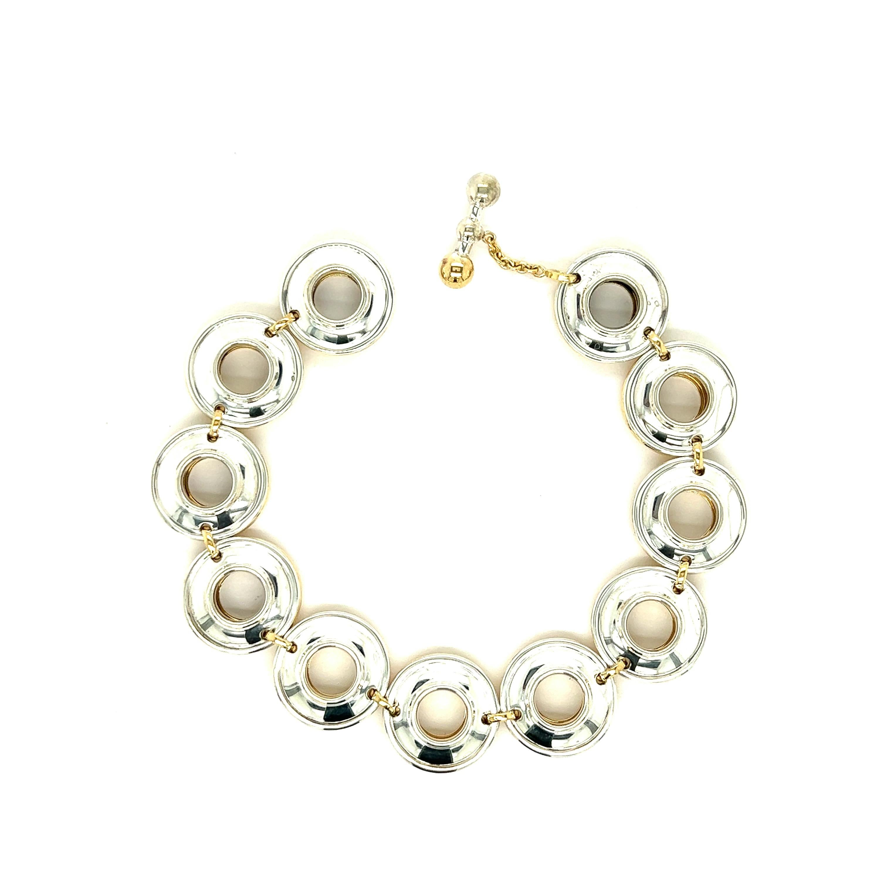 Paloma Picasso for Tiffany & Co. 18k Yellow Gold & Silver Links Bracelet In Good Condition For Sale In New York, NY