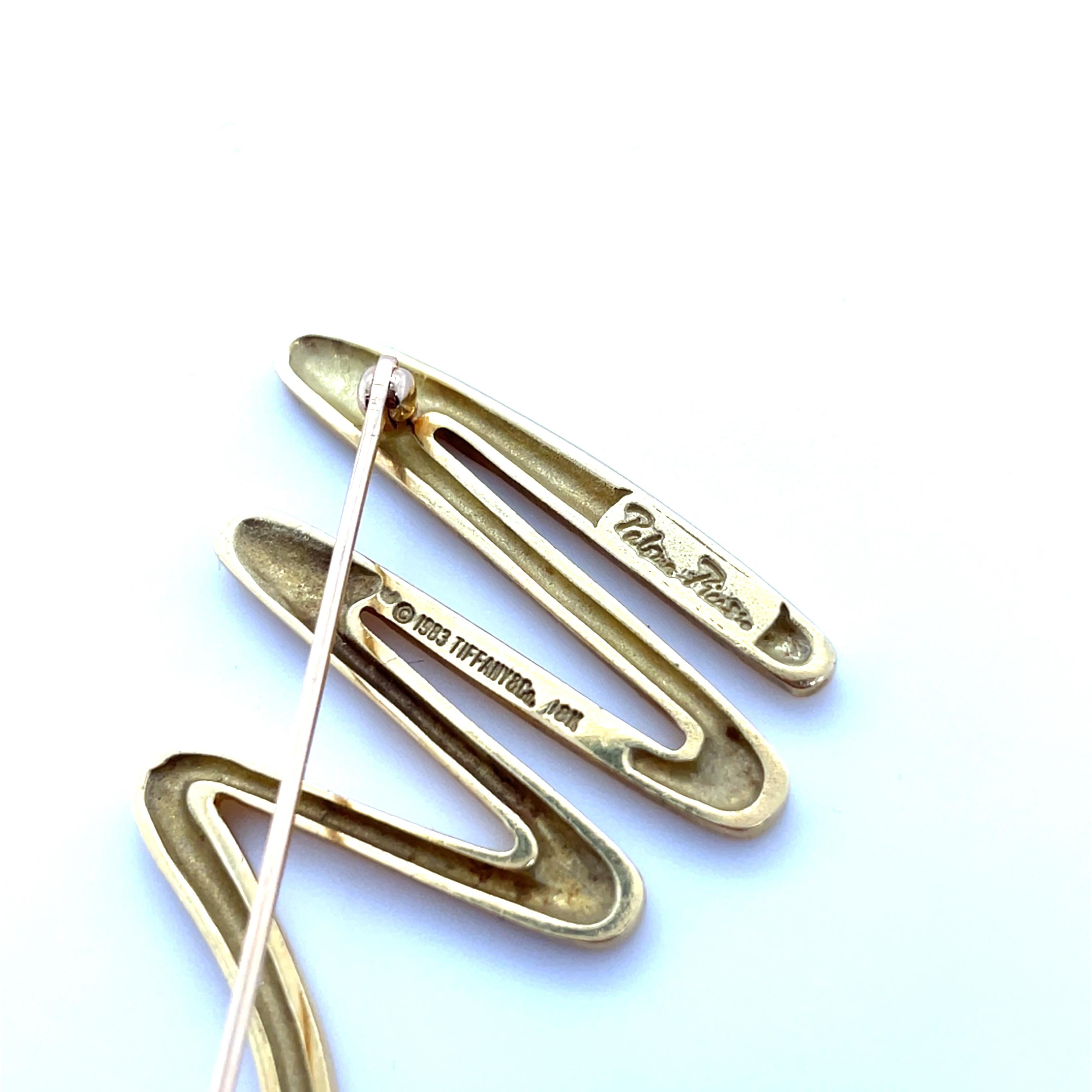 Paloma Picasso for Tiffany & Co. 18K Gelbgold Zig Zag Scribble Brosche für Damen oder Herren im Angebot