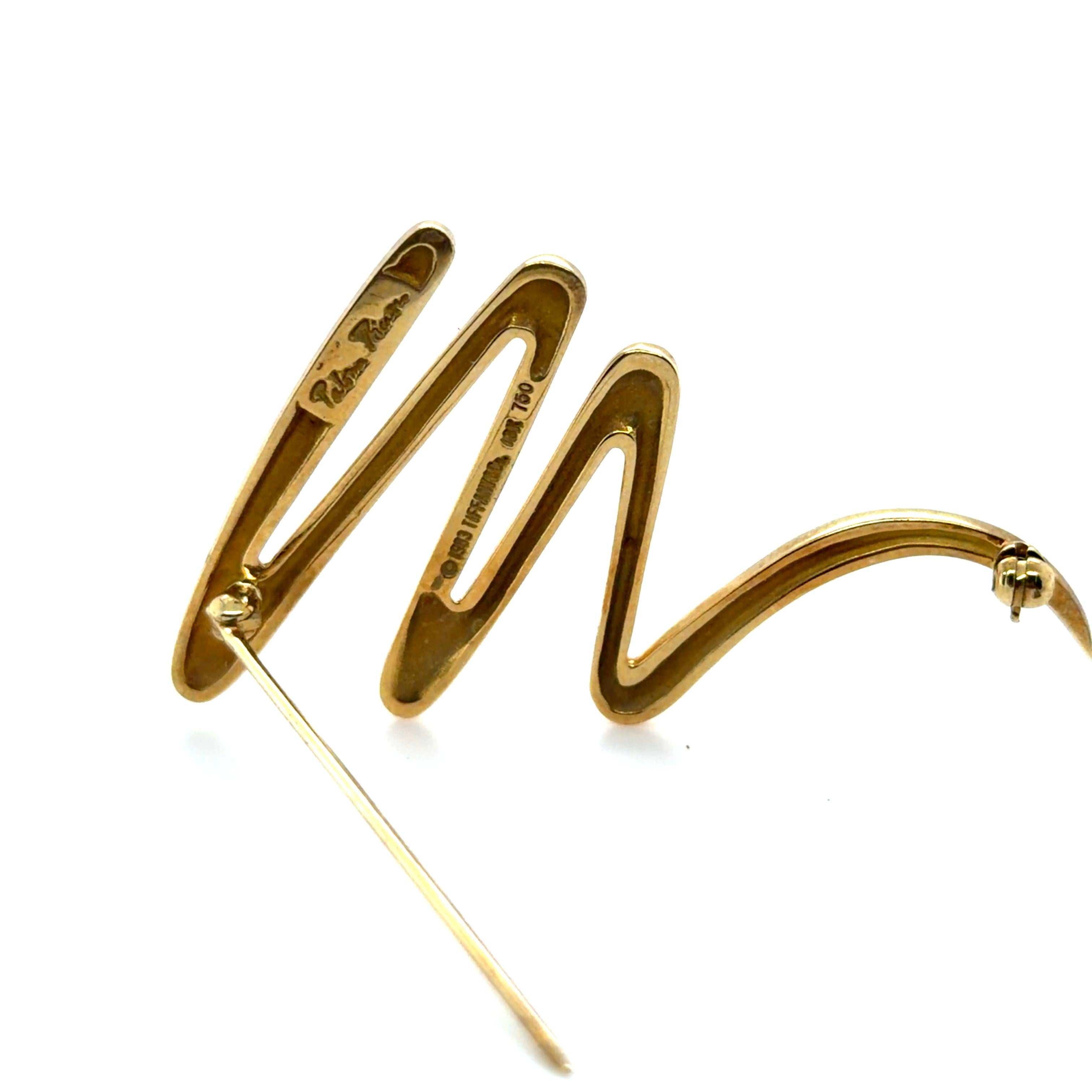 da uomo o donna Paloma Picasso for Tiffany & Co. Spilla Zig Zag in oro giallo 18K in vendita