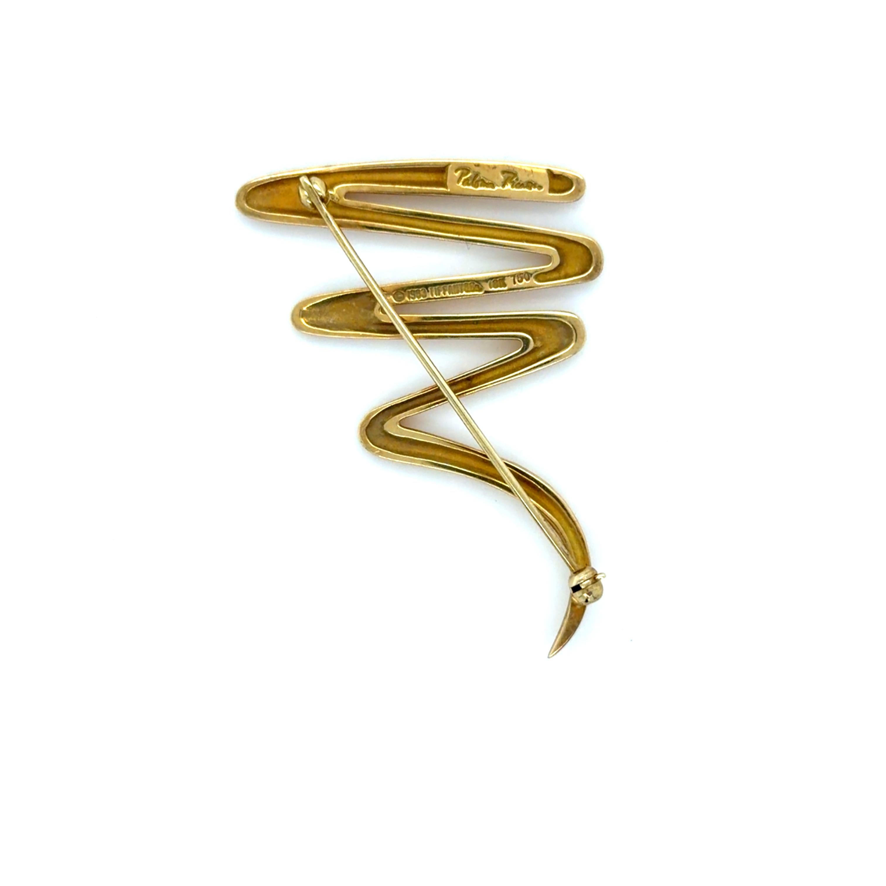 Paloma Picasso for Tiffany & Co. Spilla Zig Zag in oro giallo 18K in vendita 1